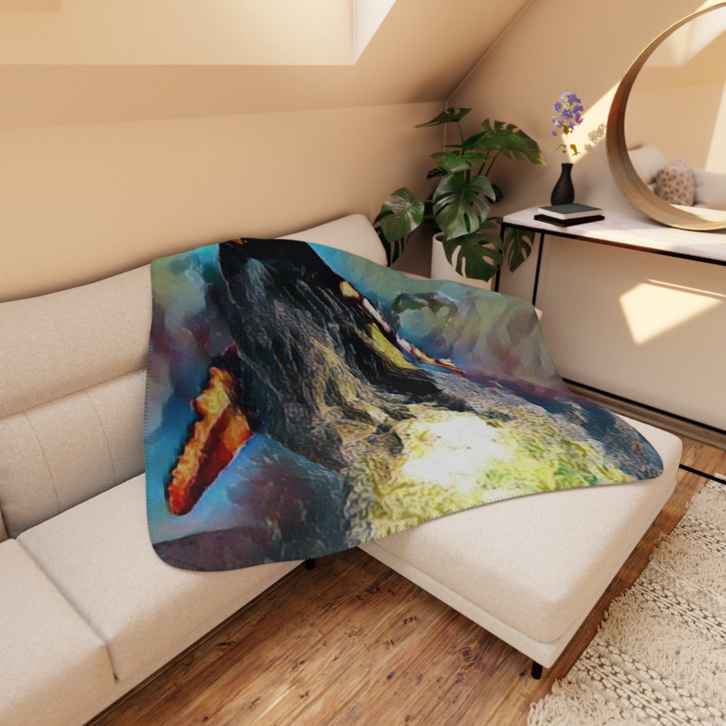 Tan Sherpa Blanket ... An Extraordinary Humpback Breach ... 'With Explosive Energy' ... Family Archives (KPH) ... Circa: 21st Century. Maui, HI ... Original Works ...