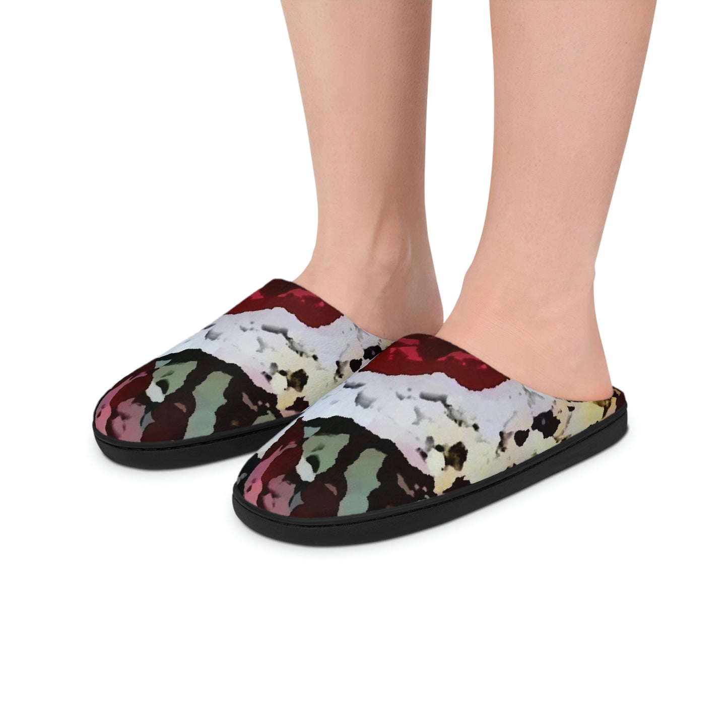 Men's Indoor Slippers ... "A Friendly Flower" ... Pointsettia 'Pointing' ... Original Works ... (Supplied Photograph) ...