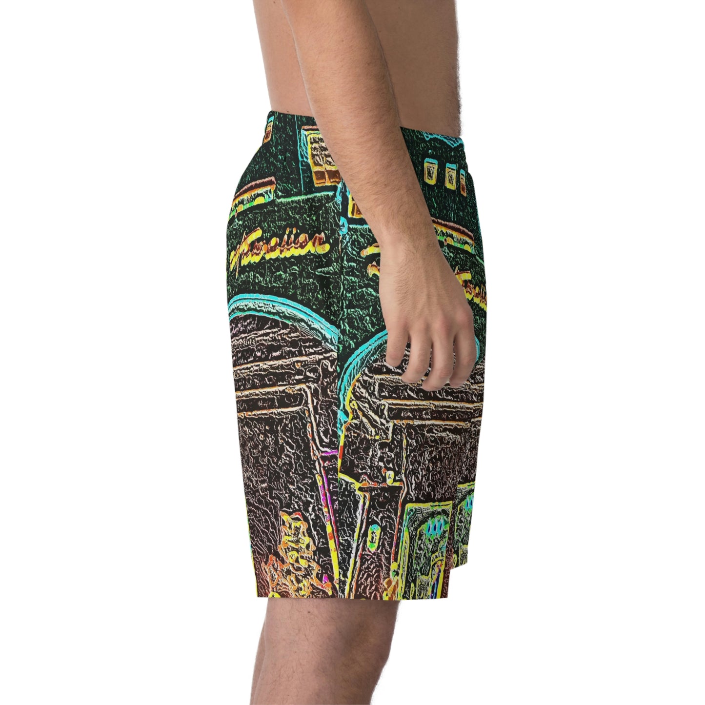Men's Elastic Beach Shorts (AOP) ... "La Grande Entree" At: 'The Pink Palace' ... The Royal Hawai'ian ... Honolulu, HI ... '27Oct2014' ... Original Works ...