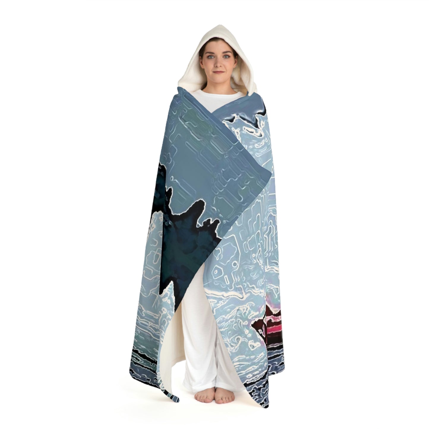 Hooded Sherpa Fleece Blanket ... Seattle Columbia Cup On Lake Washington ... "Dave Wilcox Heads For The Win" ... Associate Gift-Photo ... Original Works ...
