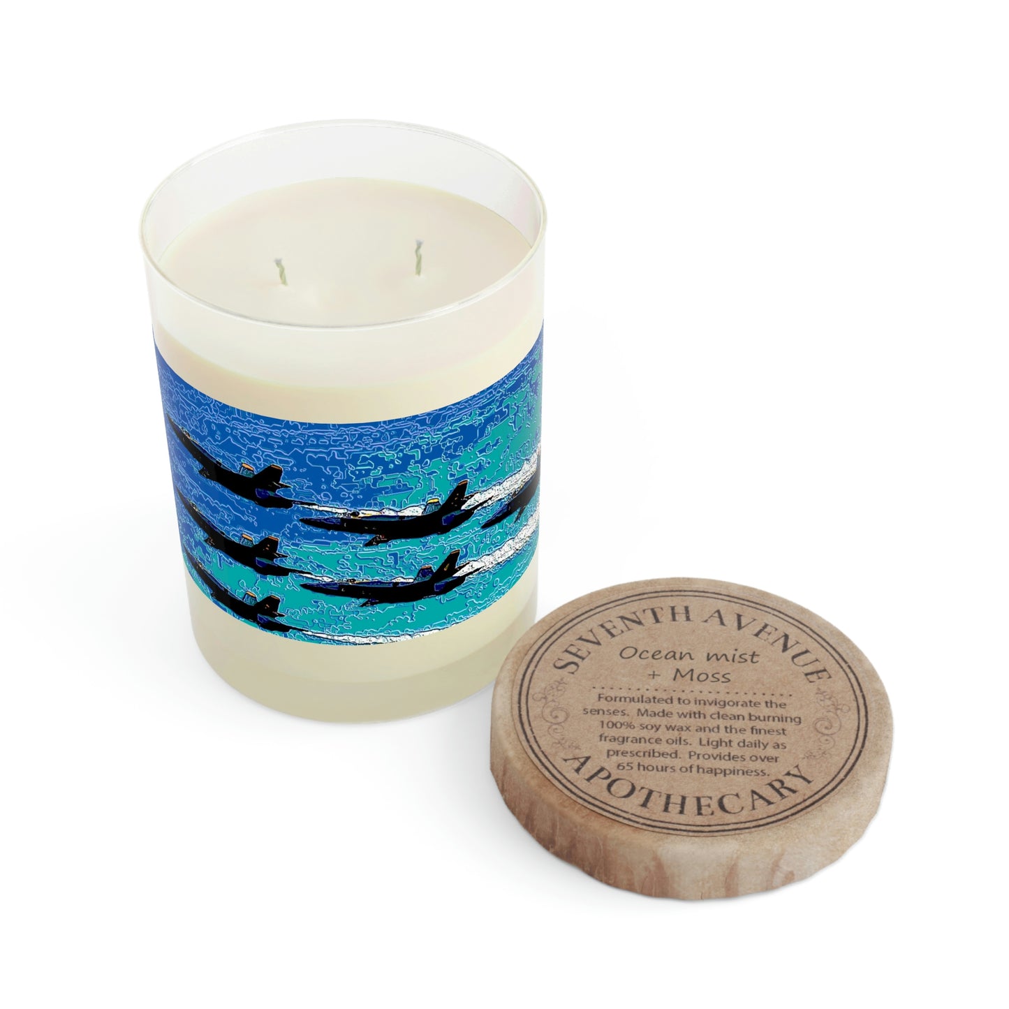 Scented Candle - Full Glass, 11oz ... Seattle Seafair ..."Blue Angels Run Over Lake Washington" ... Circa Mid 1980's ... Dr FJ Holt ... Original Works ...