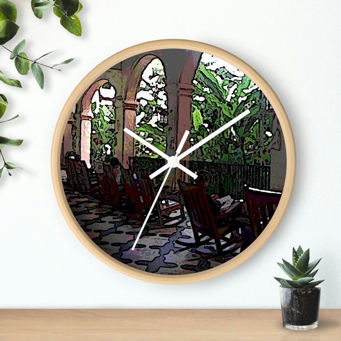 Wall clock ... Lanai & Rocking Chairs At: 'The Pink Palace' ... The Royal Hawai'ian ... Honolulu, HI ... '27Oct2014' ... Original Works ...