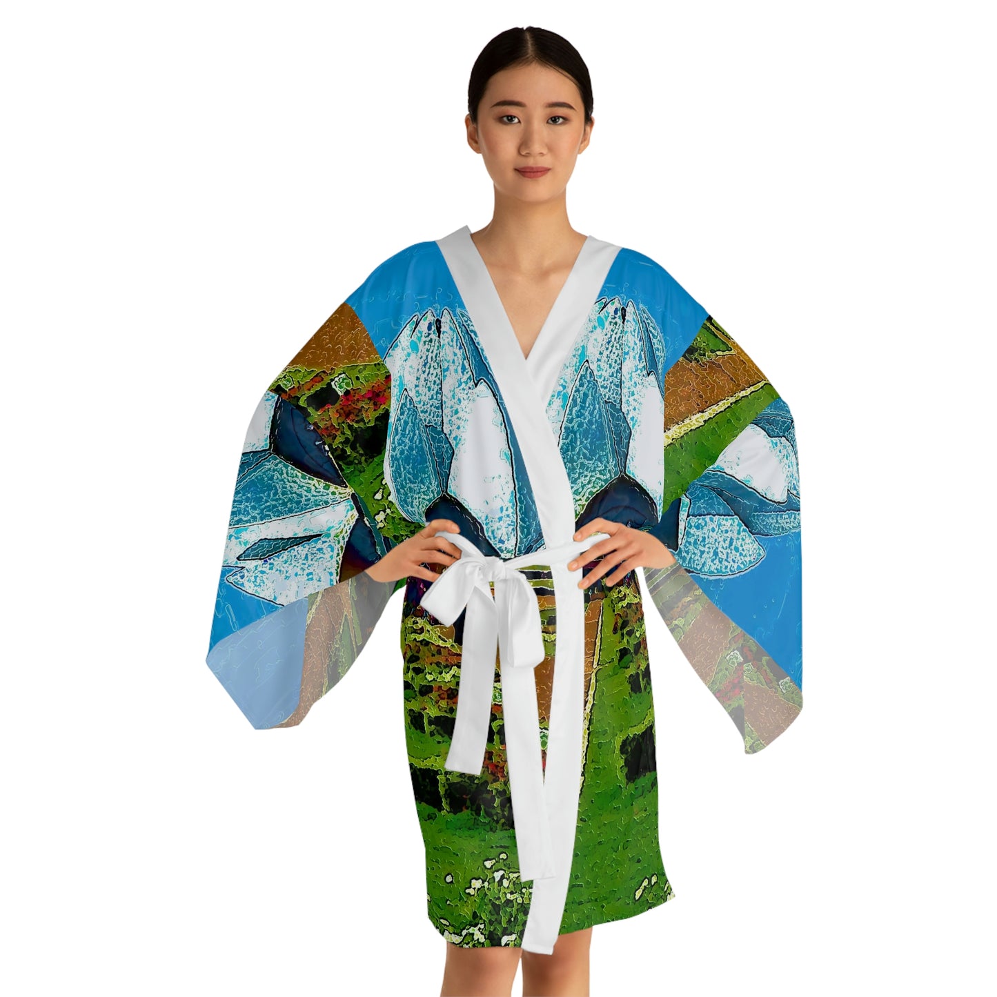 Long Sleeve Kimono Robe ... 'Bahai'i House-Of-Worship' ... "Lotus Temple: Delhi, India, 2008" ... Original Works ...