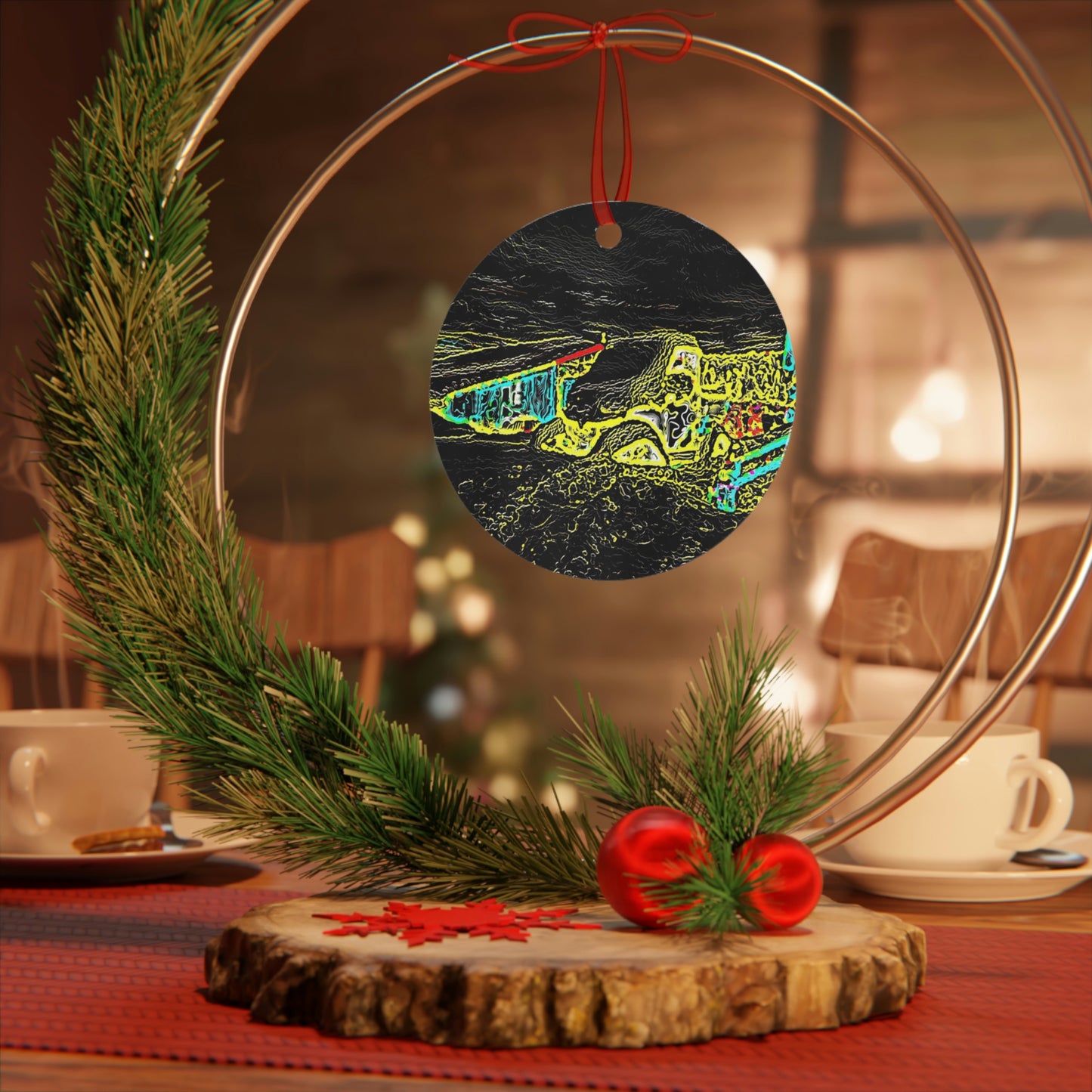 Metal Ornaments ... "Snow Vehicle In Snow Storm At-Rest" ... Circa 12Mar23 ... Central Idaho ... 18-Hours Rendering Time: Original Works ...