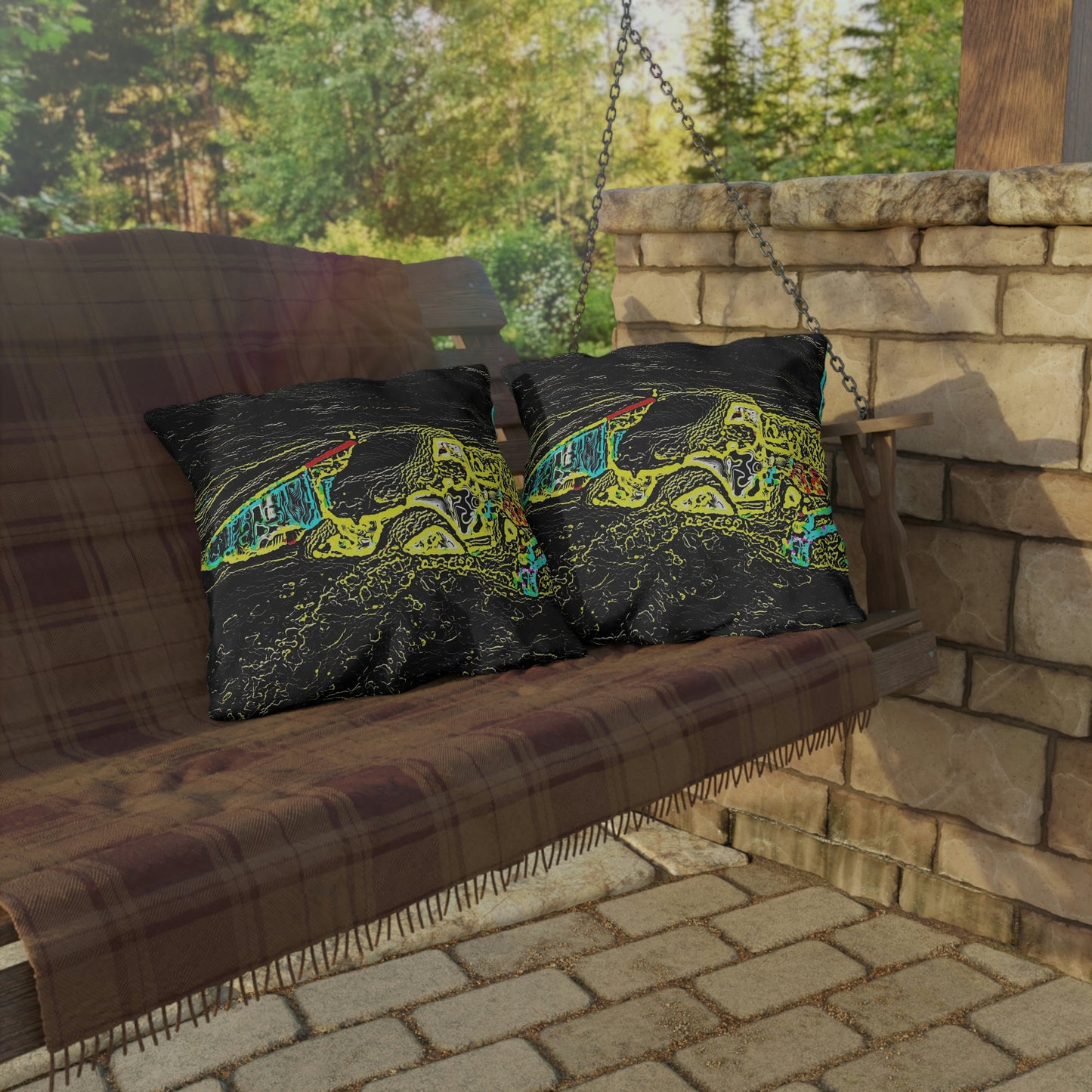 Outdoor Pillows ... "Snow Vehicle In Snow Storm At-Rest" ... Circa 12Mar23 ... Central Idaho ... 18-Hours Rendering Time: Original Works ...