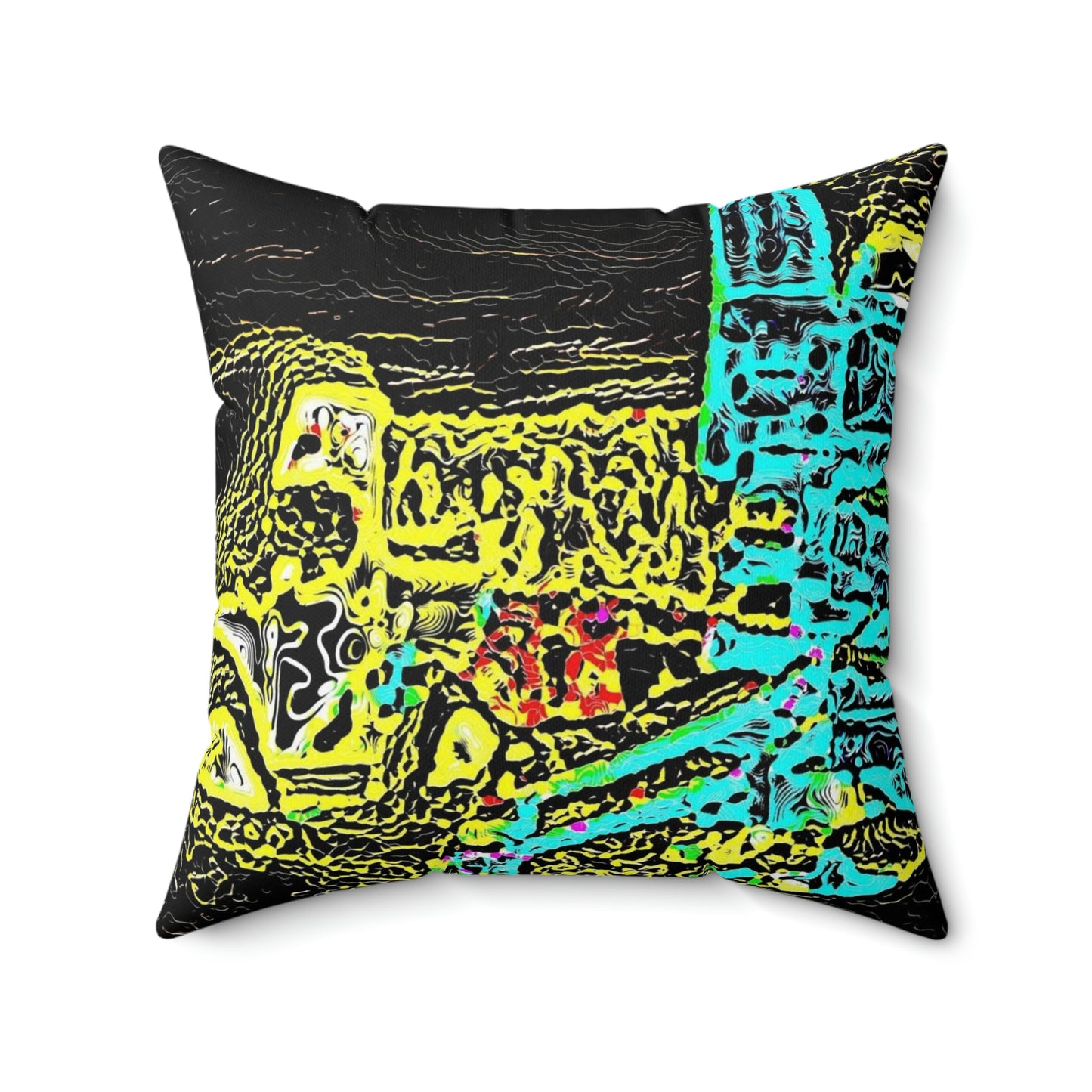 Faux Suede Square Pillow ... "Snow Vehicle In Snow Storm At-Rest" ... Circa 12Mar23 ... Central Idaho ... 18-Hours Rendering Time: Original Works ...