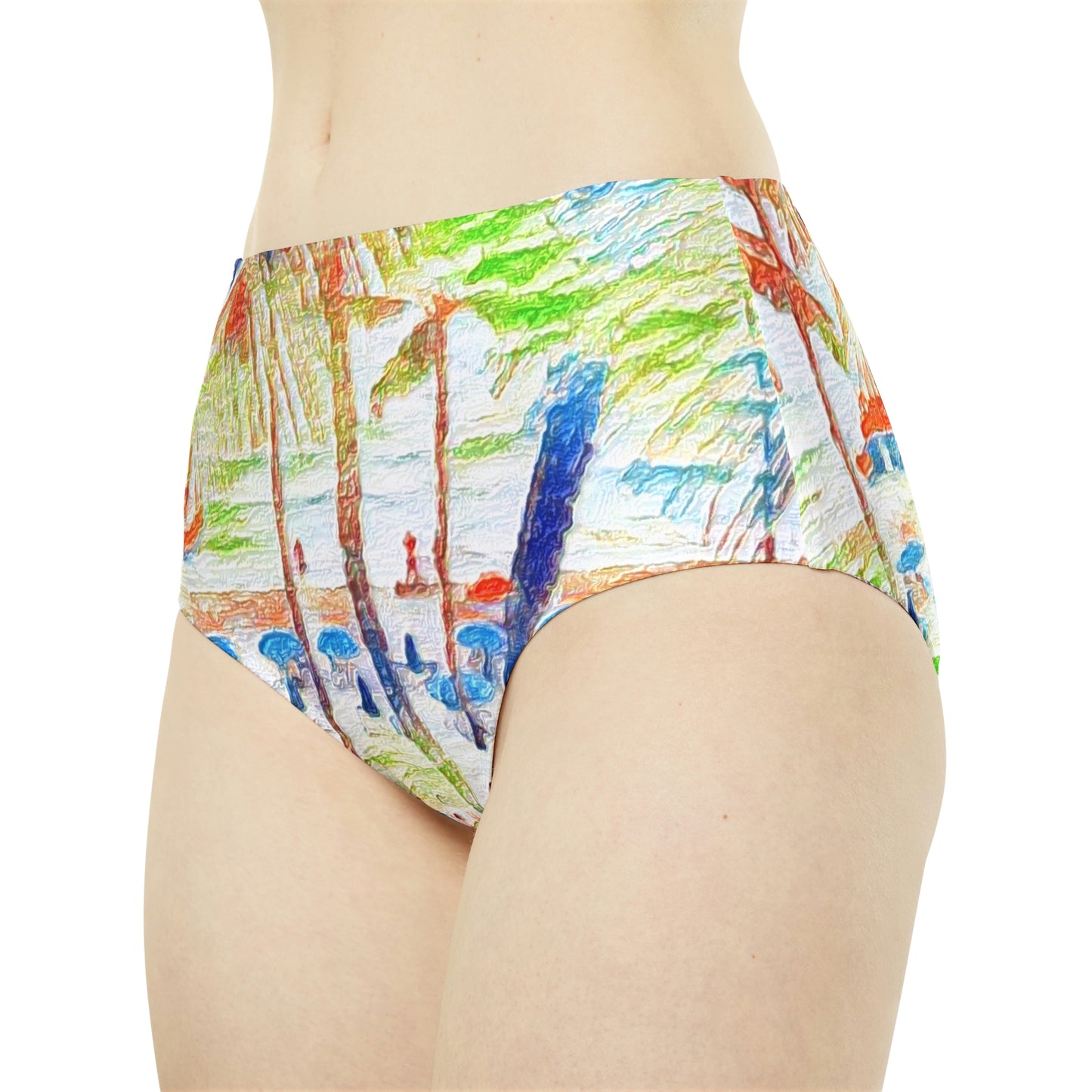 High-Waist Hipster Bikini Bottom (AOP) ... "The Royal Hawai'ian: Waikiki Beach_Beach" ... Honolulu, HI ... Ocotber 2014 (Halloween) ... Original Works ...