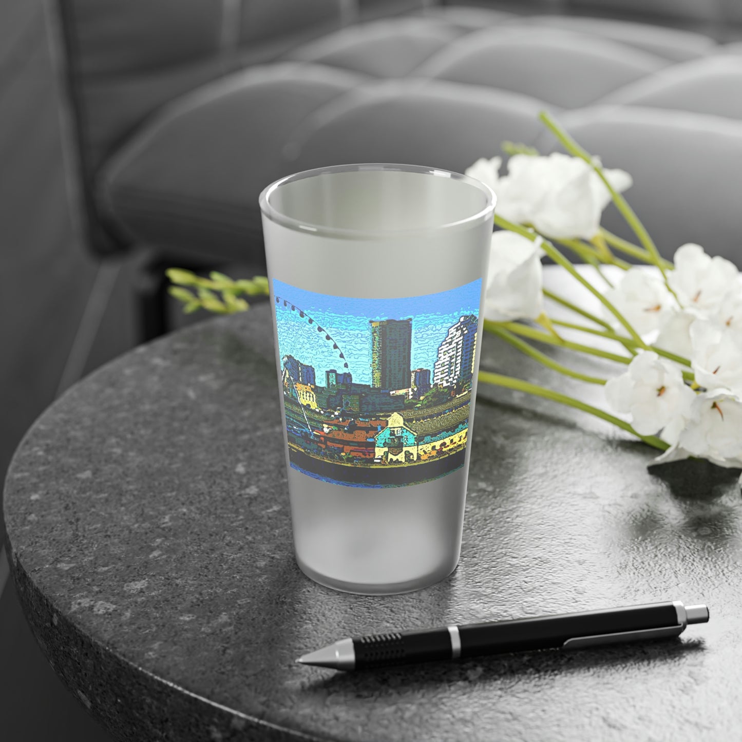Frosted Pint Glass, 16oz ... That Classic Wheel ... 'Seattle's Wheel' ... & An Old Classic Waterside Vendors ... 'Family Archives' ... Original Works ...