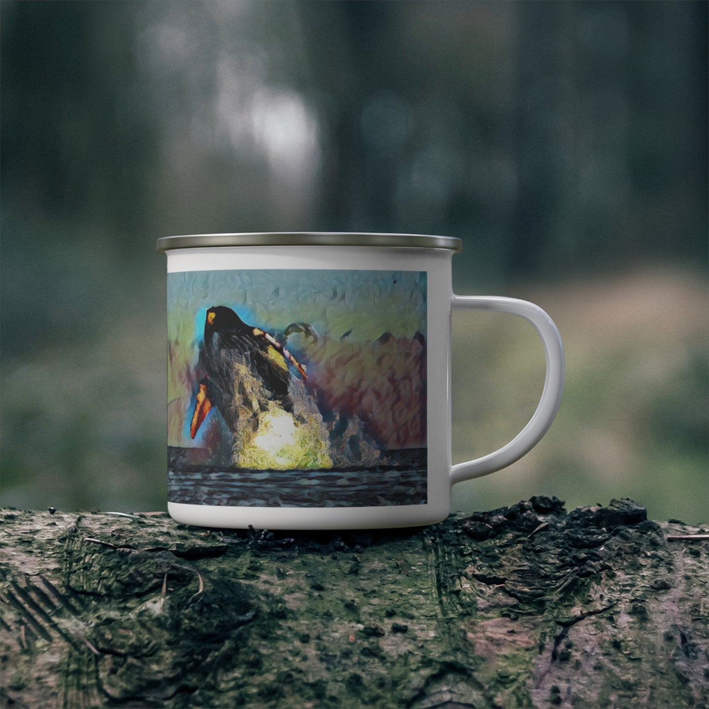 Enamel Camping Mug ... An Extraordinary Humpback Breach ... 'With Explosive Energy' ... Family Archives (KPH) ... Circa: 21st Century. Maui, HI ... Original Works ...