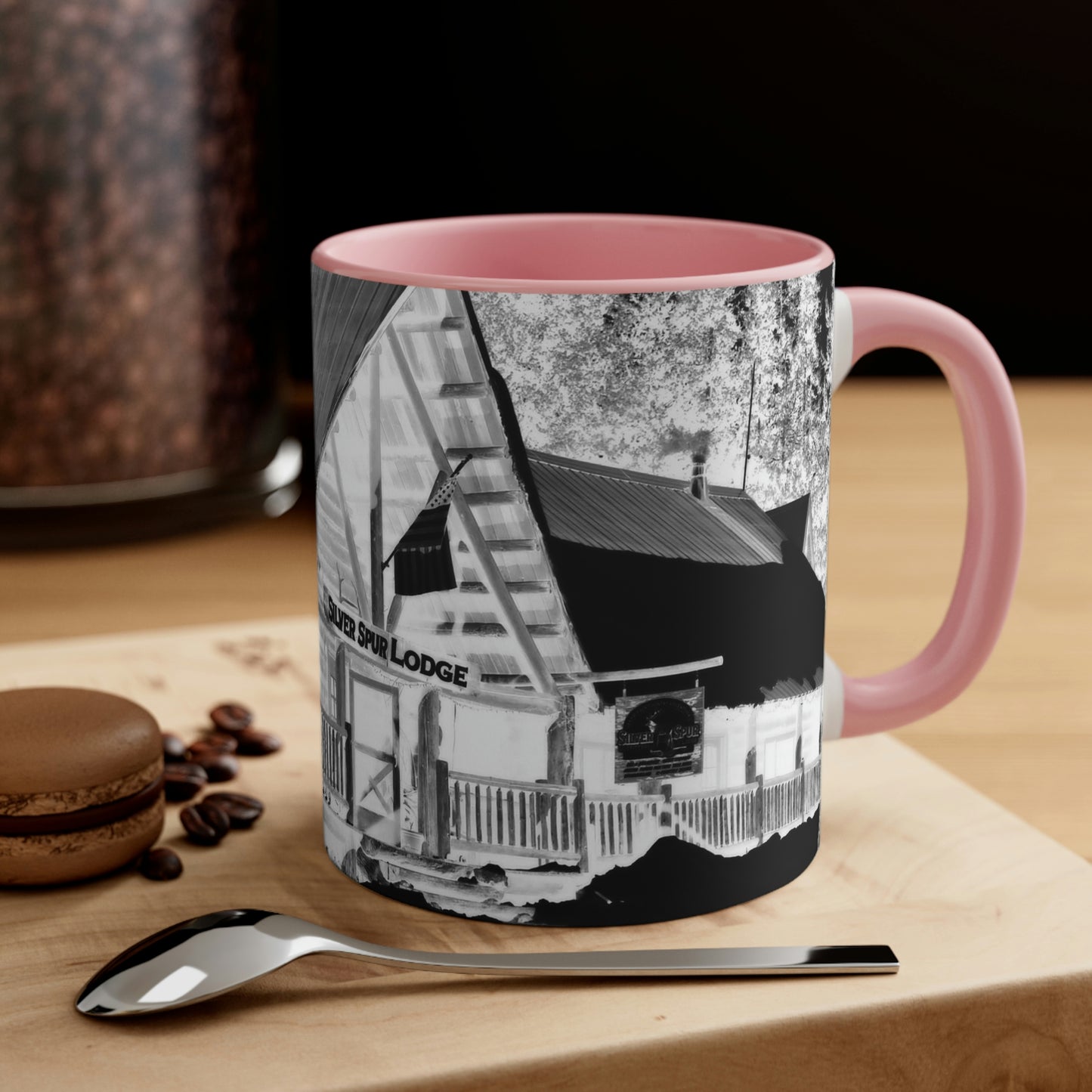 Accent Coffee Mug, 11oz ... A Beautiful Lodge & Back-Country Outfitter In A Mountain Town ... 'Dixie, Idaho, November 2022' ... Original Works ...