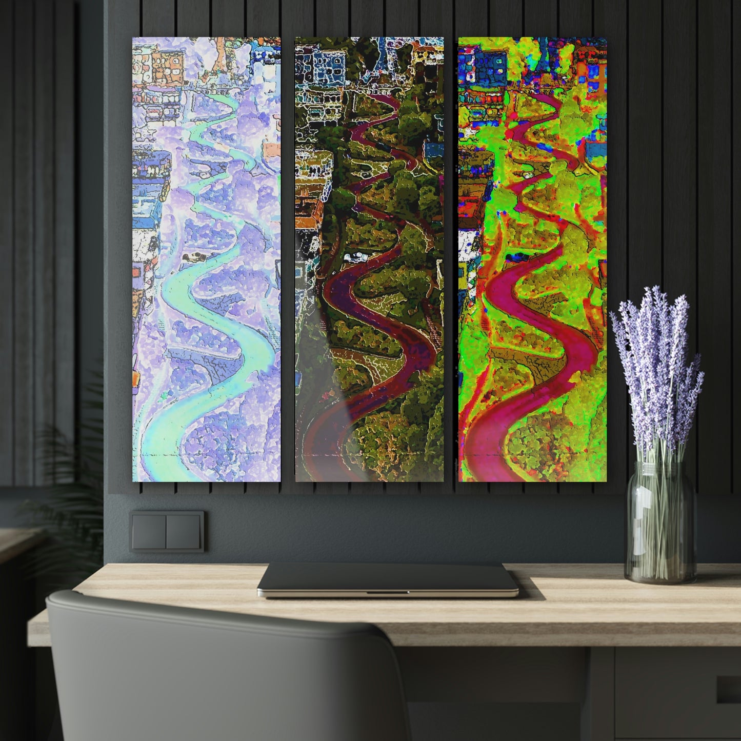 Acrylic Prints (Triptych) ... A Crazy Street ... 'Eight Winding Curve-Switchbacks' ... "Lombard Street, San Francisco, CA' ... Family Archives: 1970's ... Original Works ...
