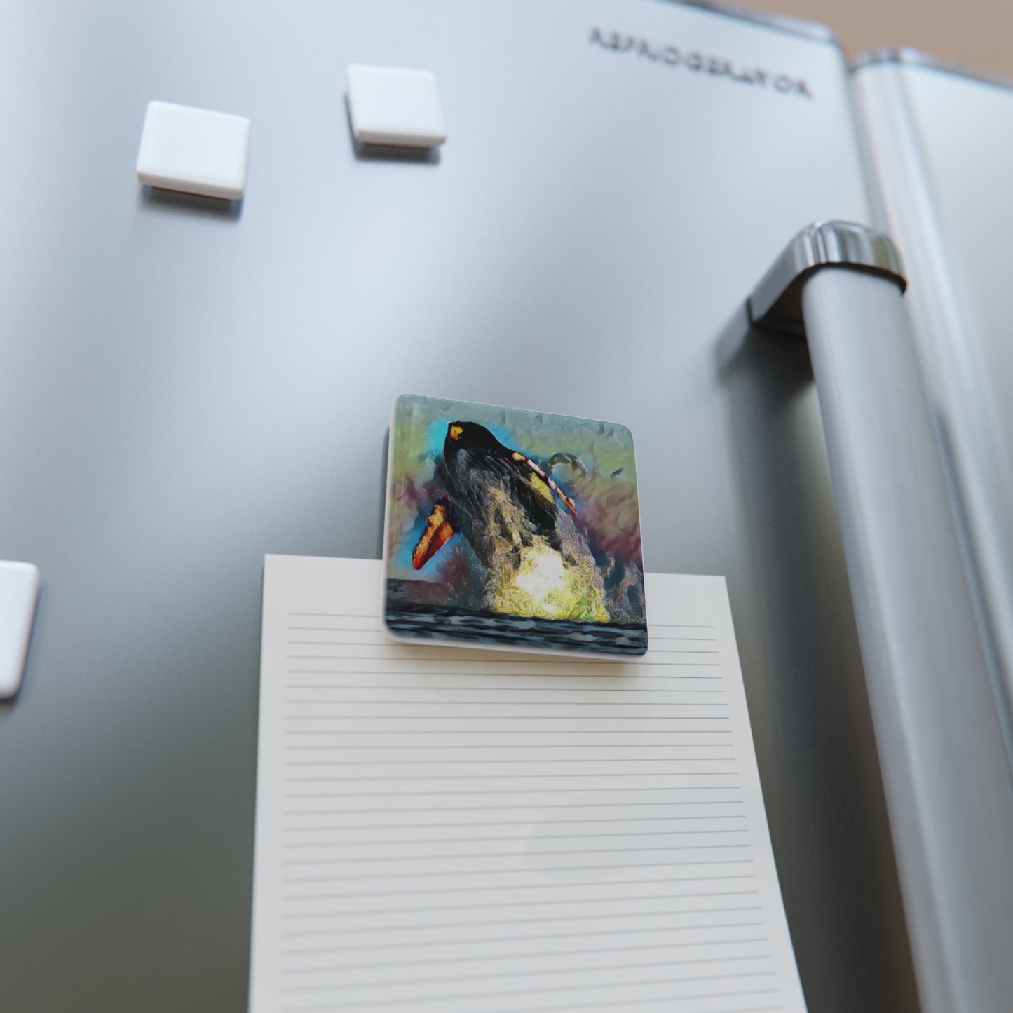 Porcelain Magnet, Square ... An Extraordinary Humpback Breach ... 'With Explosive Energy' ... Family Archives (KPH) ... Circa: 21st Century. Maui, HI ... Original Works ...