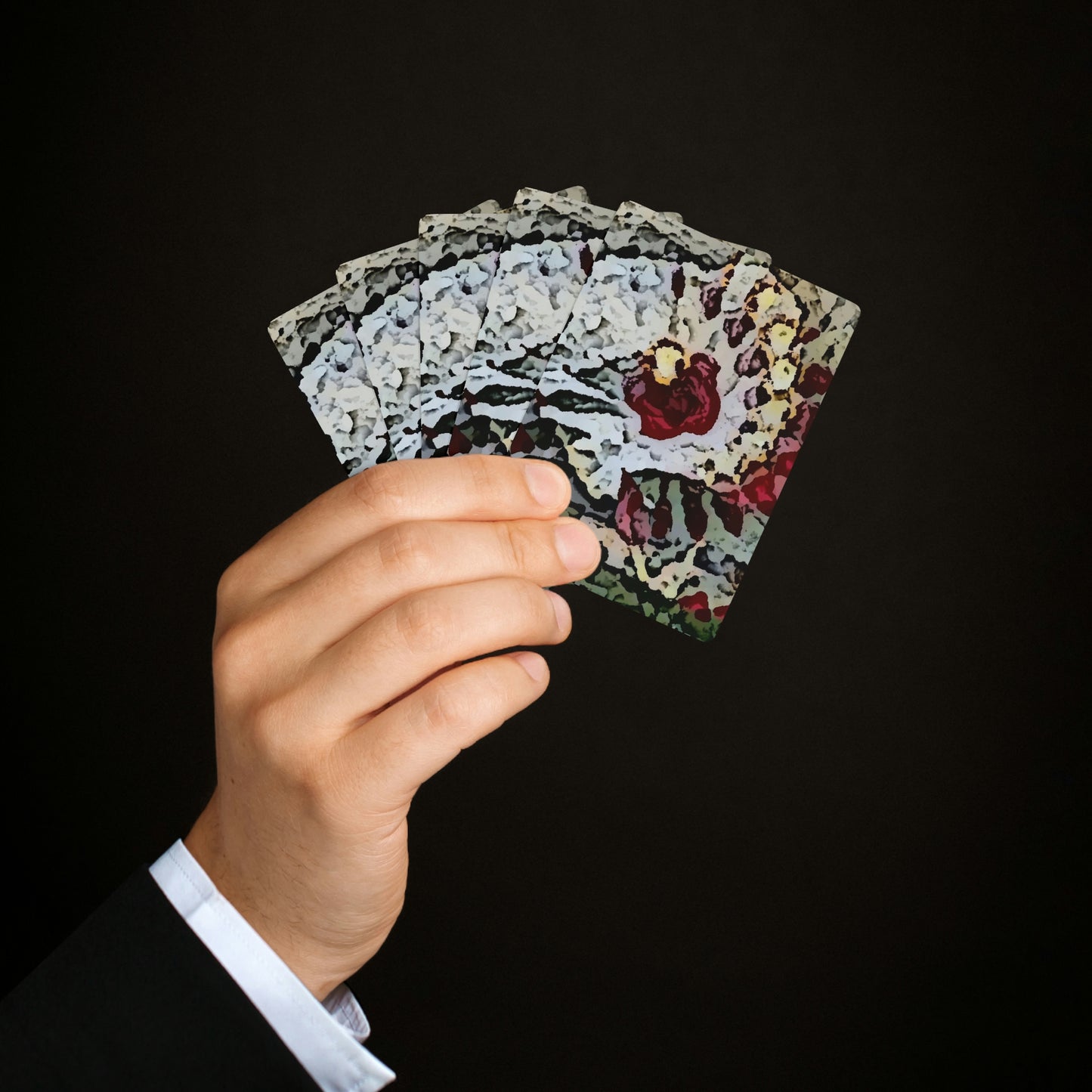 Custom Poker Cards ... "A Friendly Flower" ... Pointsettia 'Pointing' ... Original Works ... (Supplied Photograph) ...