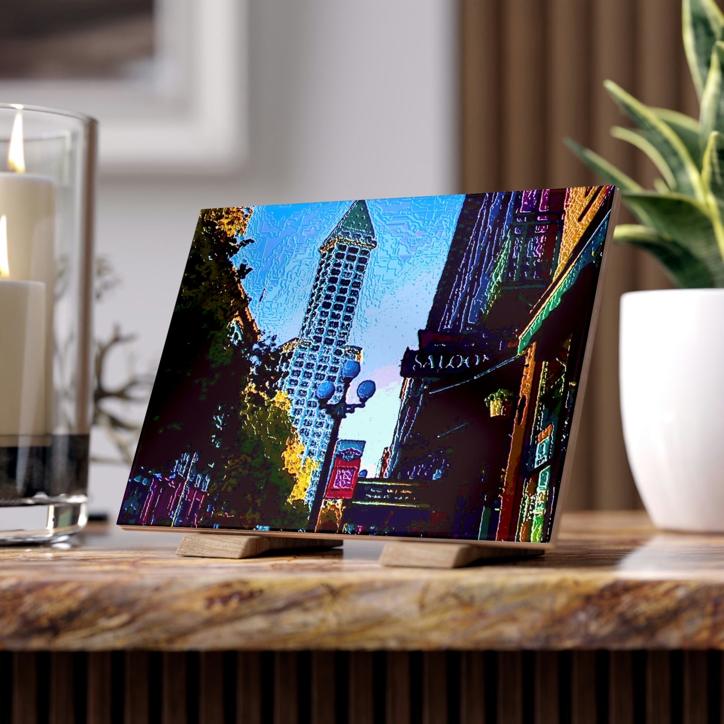 Ceramic Photo Tile ... Pioneer Square & Smith Tower ... 'That World Famous View' ... Colleague Supplied Photo ... Original Works ...