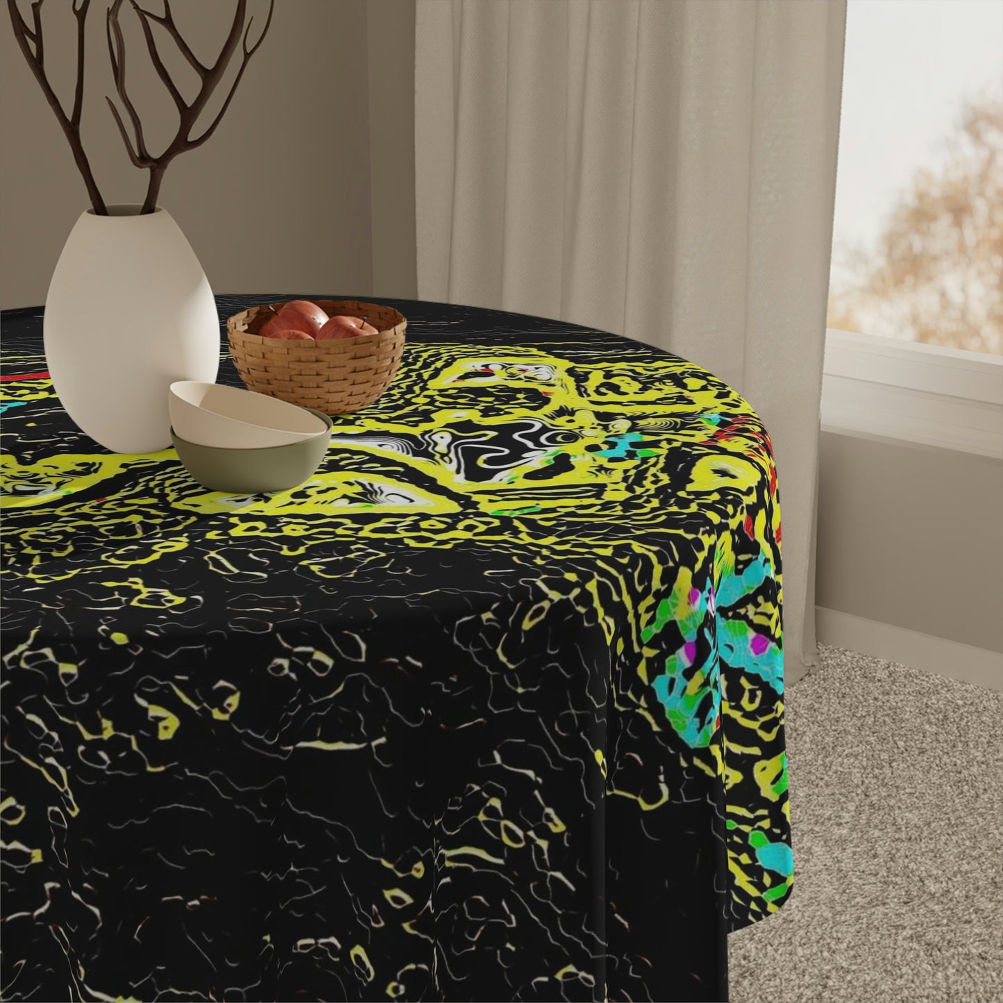 Tablecloth ... "Snow Vehicle In Snow Storm At-Rest" ... Circa 12Mar23 ... Central Idaho ... 18-Hours Rendering Time: Original Works ...