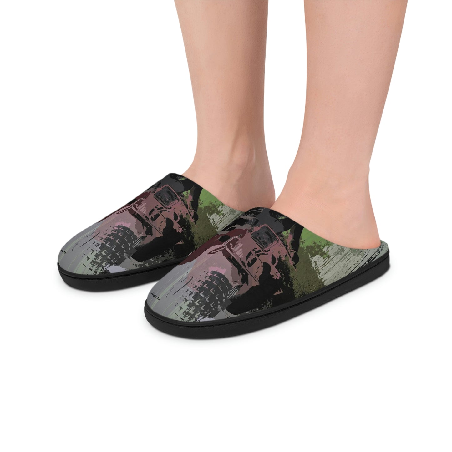 Men's Indoor Slippers ... 3-Wheeln' N' Groovin The Mountain Roads ... Central Idaho ... Original Works ...