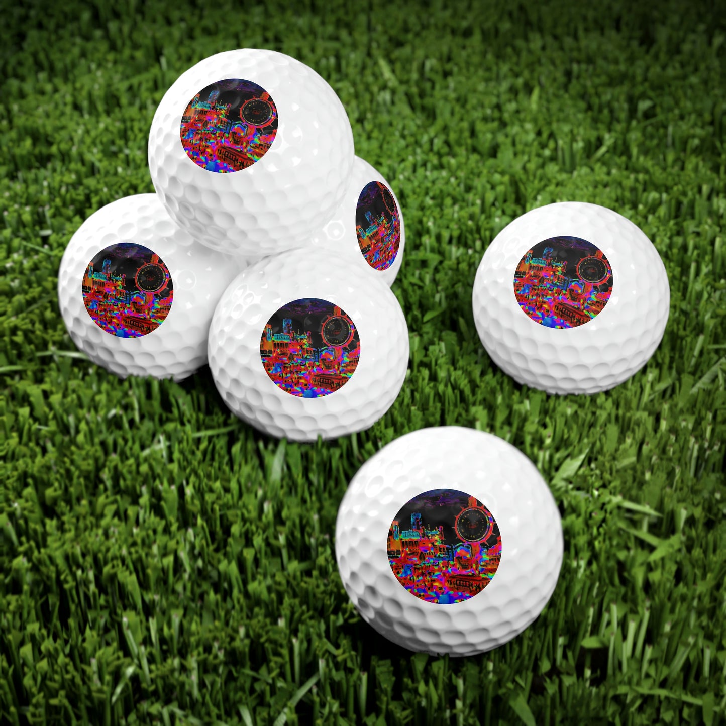 Golf Balls, 6pcs ... "No.9 Fishermen's Grotto - Fishermen's Wharf, SF, California" ... Family Archives: 1970's ... Original Works ...