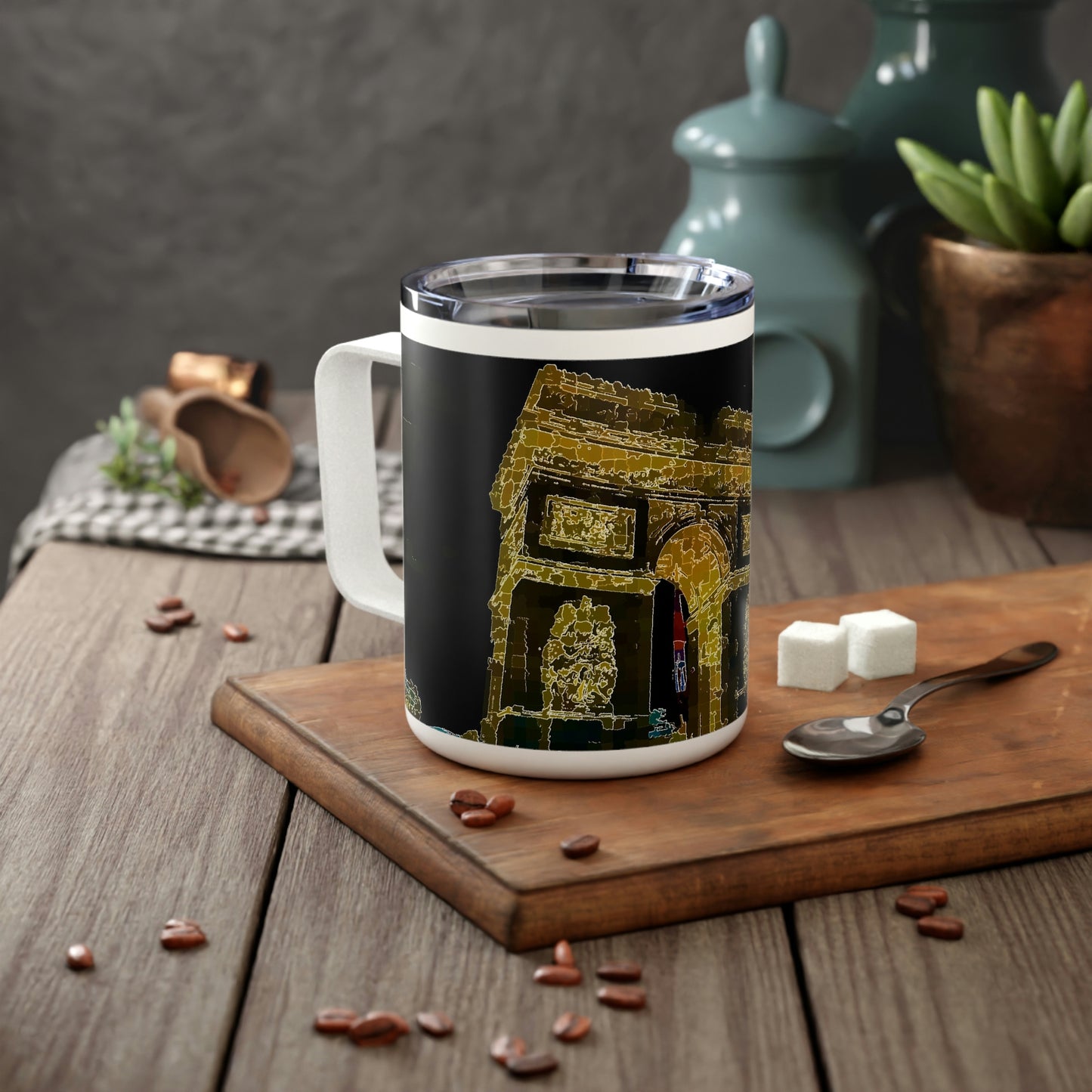 Insulated Coffee Mug, 10oz ... L'Arc de Triomphe ... 'Barbara Joan Bonnell-Holt Photo' ... Circa 1972 ... Oringinal Works ...