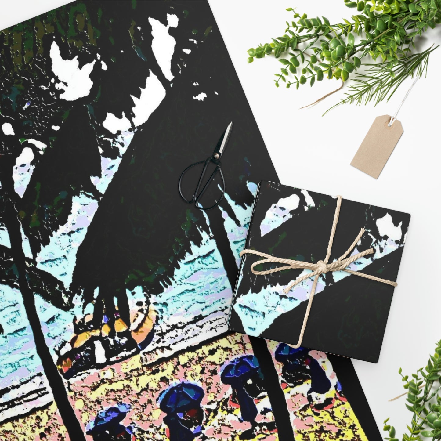 Wrapping Paper ... "A Beautiful Beach Amongst The Palms" ... The Outrigger Waikiki, Honolulu, Oahu ... Original Works ...