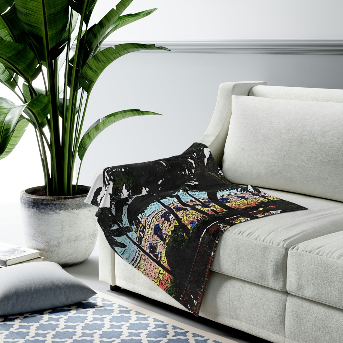 Velveteen Plush Blanket ... "A Beautiful Beach Amongst The Palms" ... The Outrigger Waikiki, Honolulu, Oahu ... Original Works ...