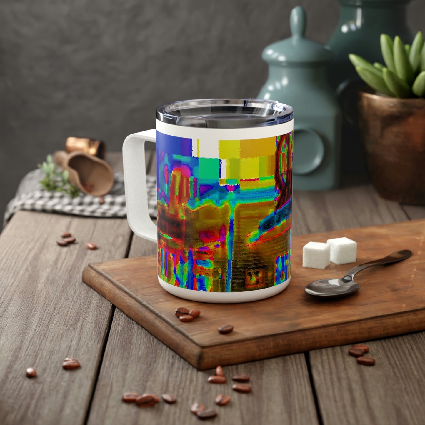 Insulated Coffee Mug, 10oz ... In-A-Hurry & Stressed? ... Remember: Keep "Clam" ... Clam_Happy ... 'Ivars: Seattle Waterfront' ... Personal Archives ... Original Works ...