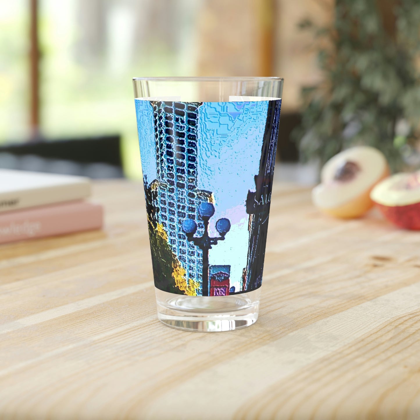 Pint Glass, 16oz ... Pioneer Square & Smith Tower ... 'That World Famous View' ... Colleague Supplied Photo ... Original Works ...