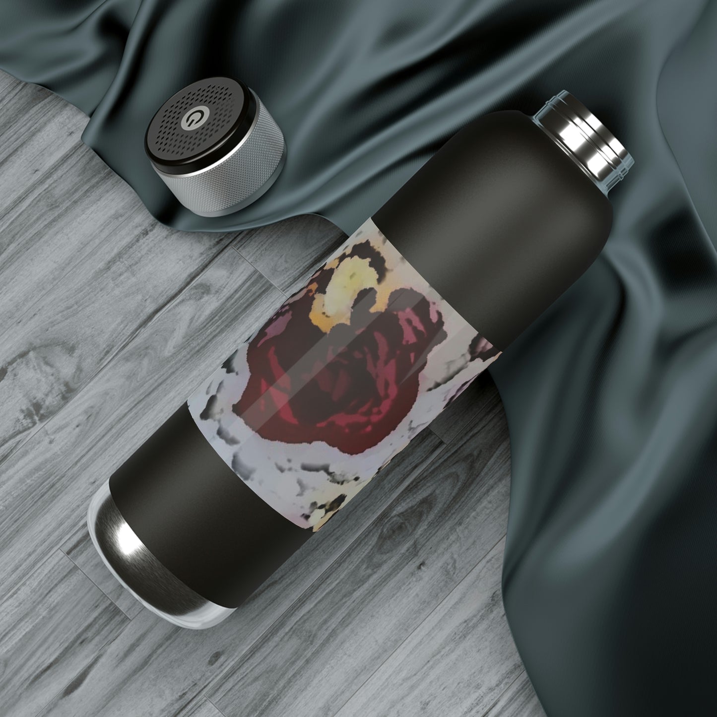 Soundwave Copper Vacuum Audio Bottle 22oz ... "A Friendly Flower" ... Pointsettia 'Pointing' ... Original Works ... (Supplied Photograph) ...