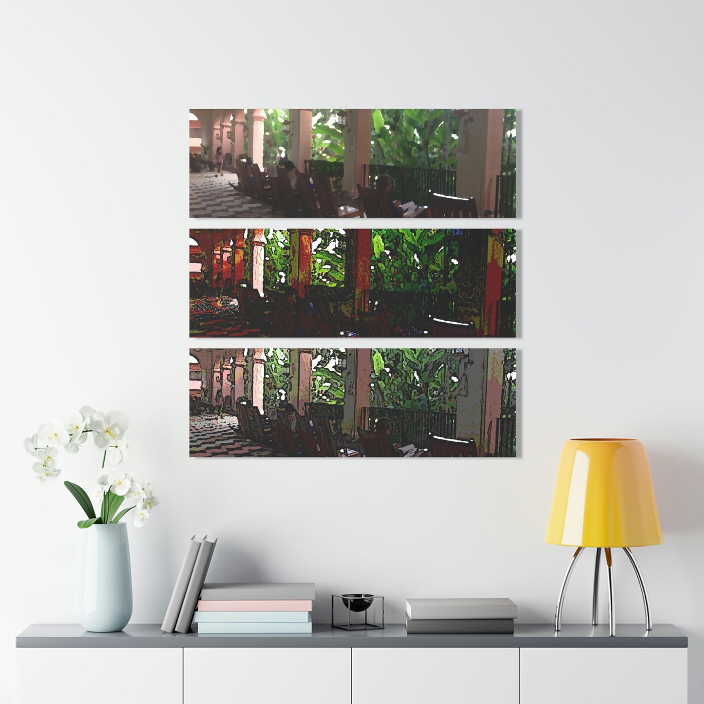 Acrylic Prints (Triptych) ... Lanai & Rocking Chairs At: 'The Pink Palace' ... The Royal Hawai'ian ... Honolulu, HI ... '27Oct2014' ... Original Works ...