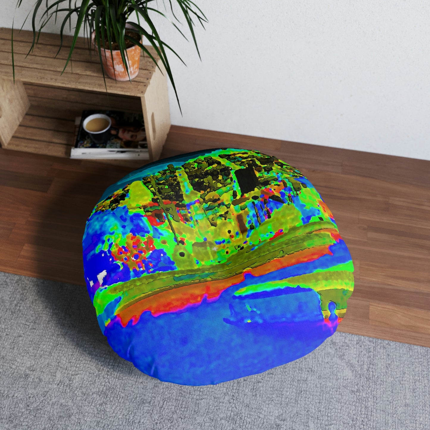 Tufted Floor Pillow, Round ..."Lombard Street San Francisco, CA, USA" ... Family Archives 1970's ... Original Works ...