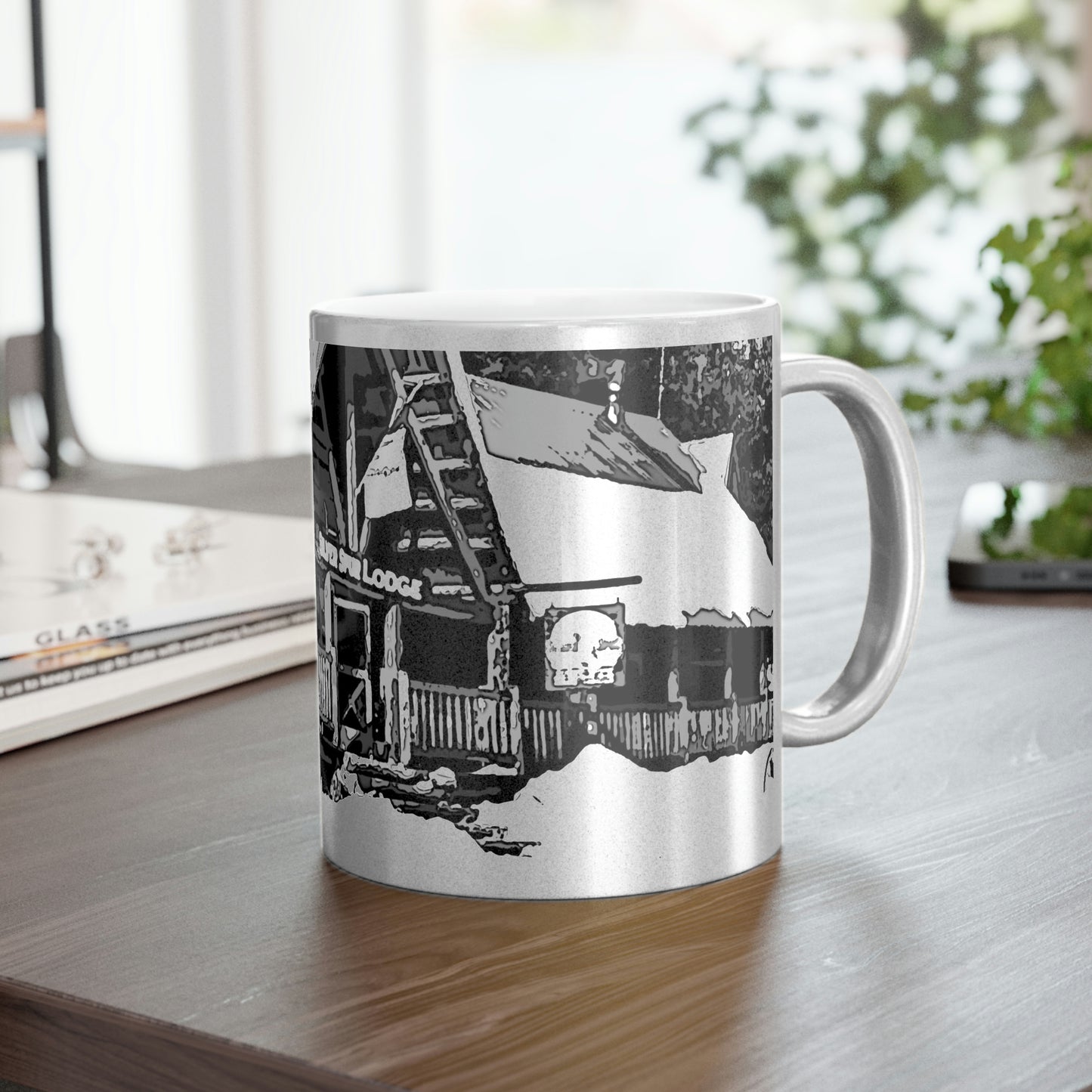 Metallic Mug (Silver\Gold) ... A Beautiful Lodge & Back-Country Outfitter In A Mountain Town ... 'Dixie, Idaho, November 2022' ... Original Works ...