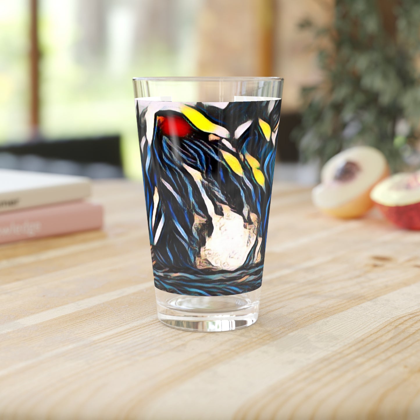 Pint Glass, 16oz ... "Ken's Favourite Humpback Breach" ... Circa: 21st Century ... Maui, HI ... Original Works ...