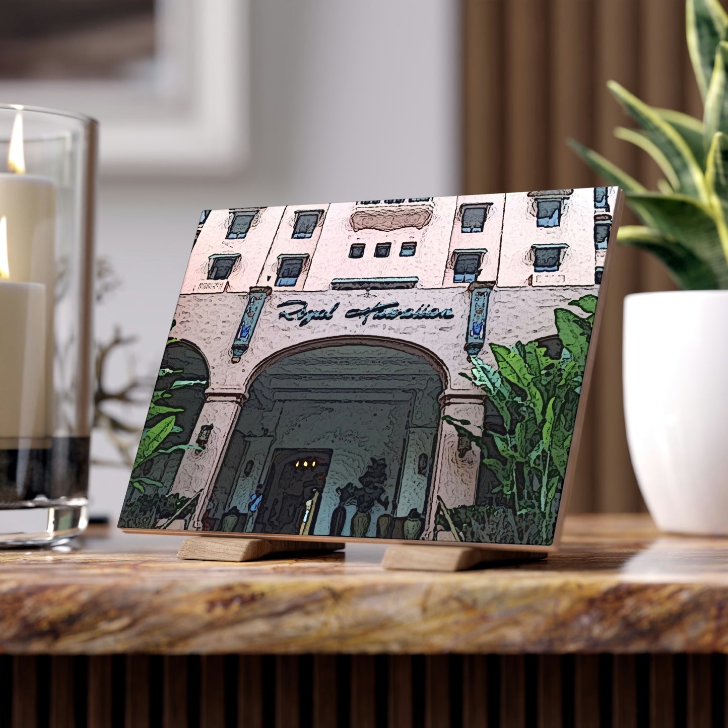 Ceramic Photo Tile ... "La Grande Entree" At: 'The Pink Palace' ... The Royal Hawai'ian ... Honolulu, HI ... '27Oct2014' ... Original Works ...