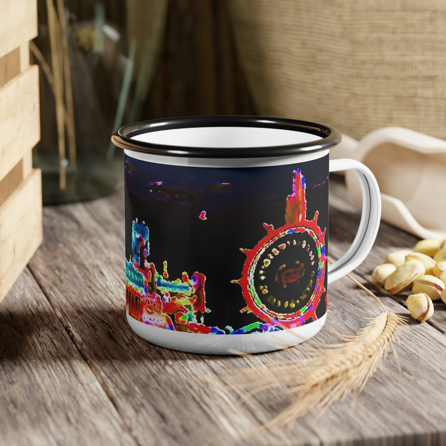 Enamel Camp Cup ... "No.9 Fishermen's Grotto - Fishermen's Wharf, SF, California" ... Family Archives: 1970's ... Original Works ...