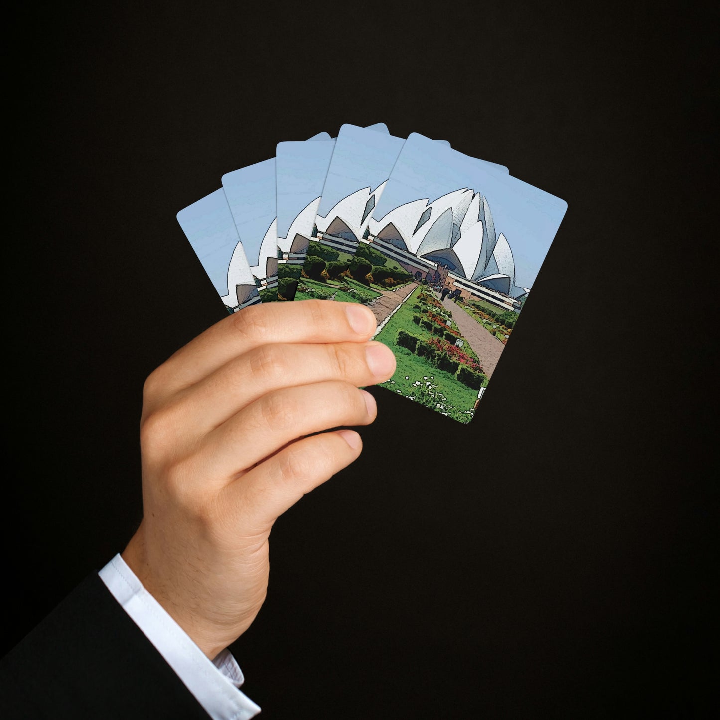 Custom Poker Cards ... 'Bahai'i House-Of-Worship' ... "Lotus Temple: Delhi, India, 2008" ... Original Works ...