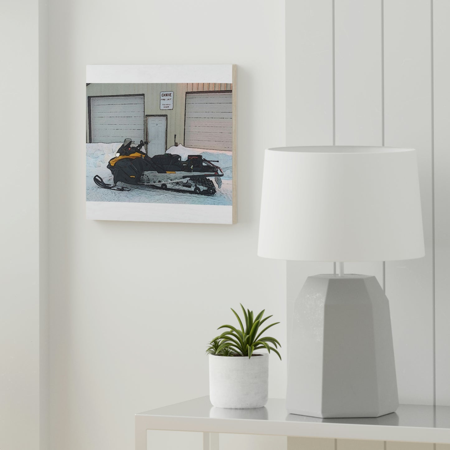 Wood Canvas ... "At The Mail Depot: Collecting Mail & Packages" ... Snowmobile 'Wells-Fargo-Wagon' ...