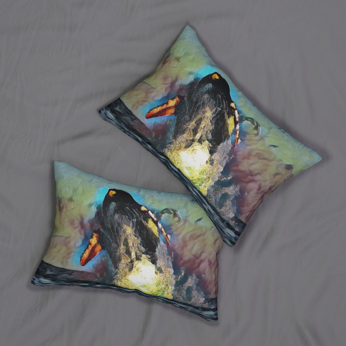 Spun Polyester Lumbar Pillow ... An Extraordinary Humpback Breach ... 'With Explosive Energy' ... Family Archives (KPH) ... Circa: 21st Century. Maui, HI ... Original Works ...