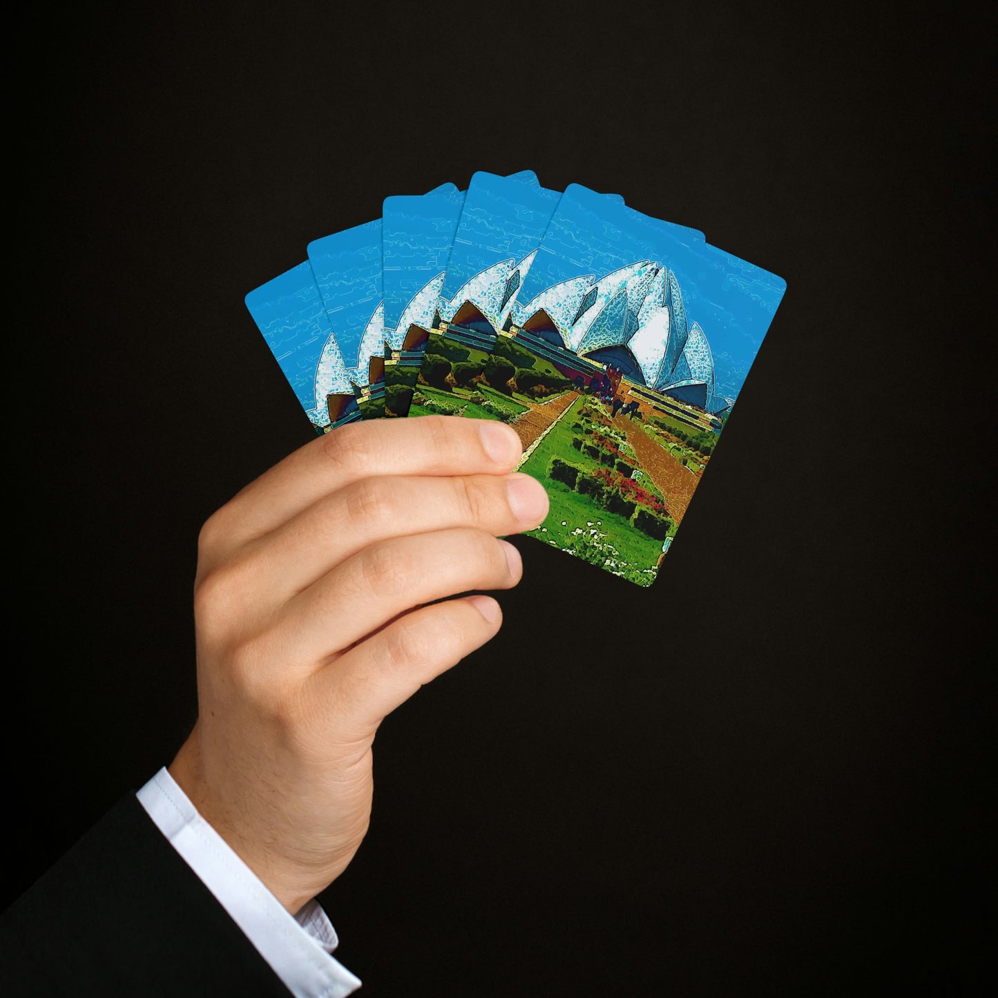 Custom Poker Cards ... 'Bahai'i House-Of-Worship' ... "Lotus Temple: Delhi, India, 2008" ... Original Works ...