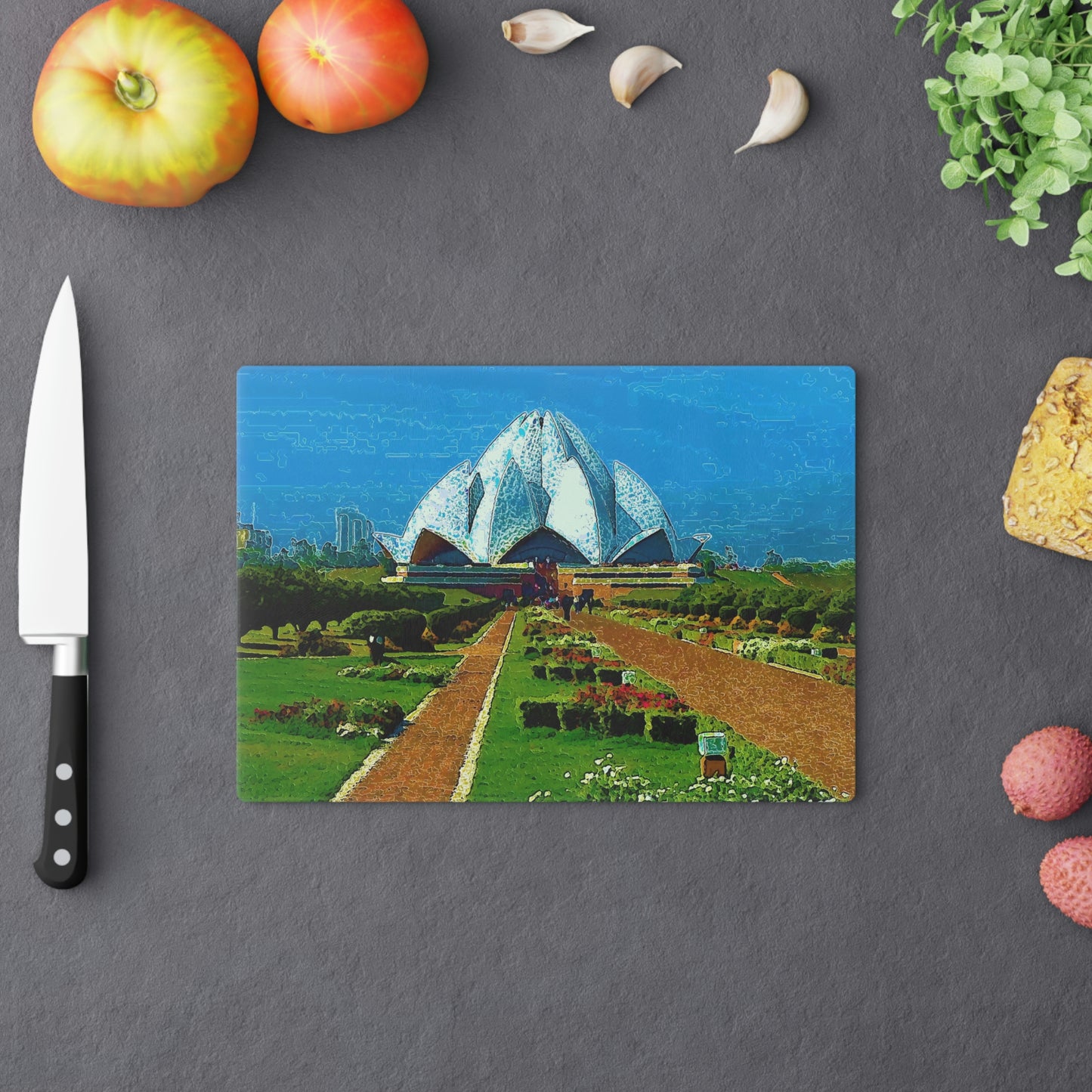 Cutting Board ... 'Bahai'i House-Of-Worship' ... "Lotus Temple: Delhi, India, 2008" ... Original Works ...