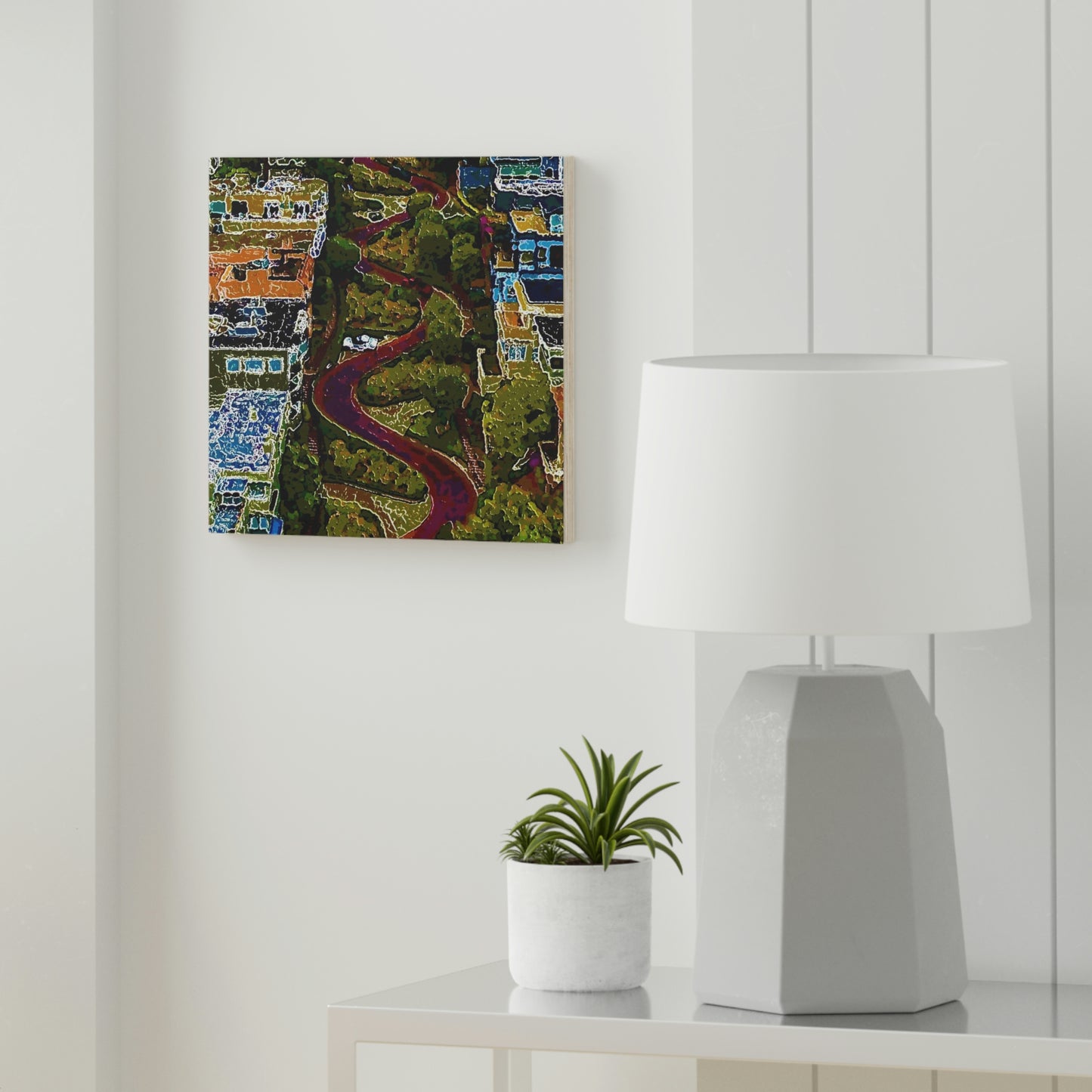 Wood Canvas ... A Crazy Street ... 'Eight Winding Curve-Switchbacks' ... "Lombard Street, San Francisco, CA' ... Family Archives: 1970's ... Original Works ...