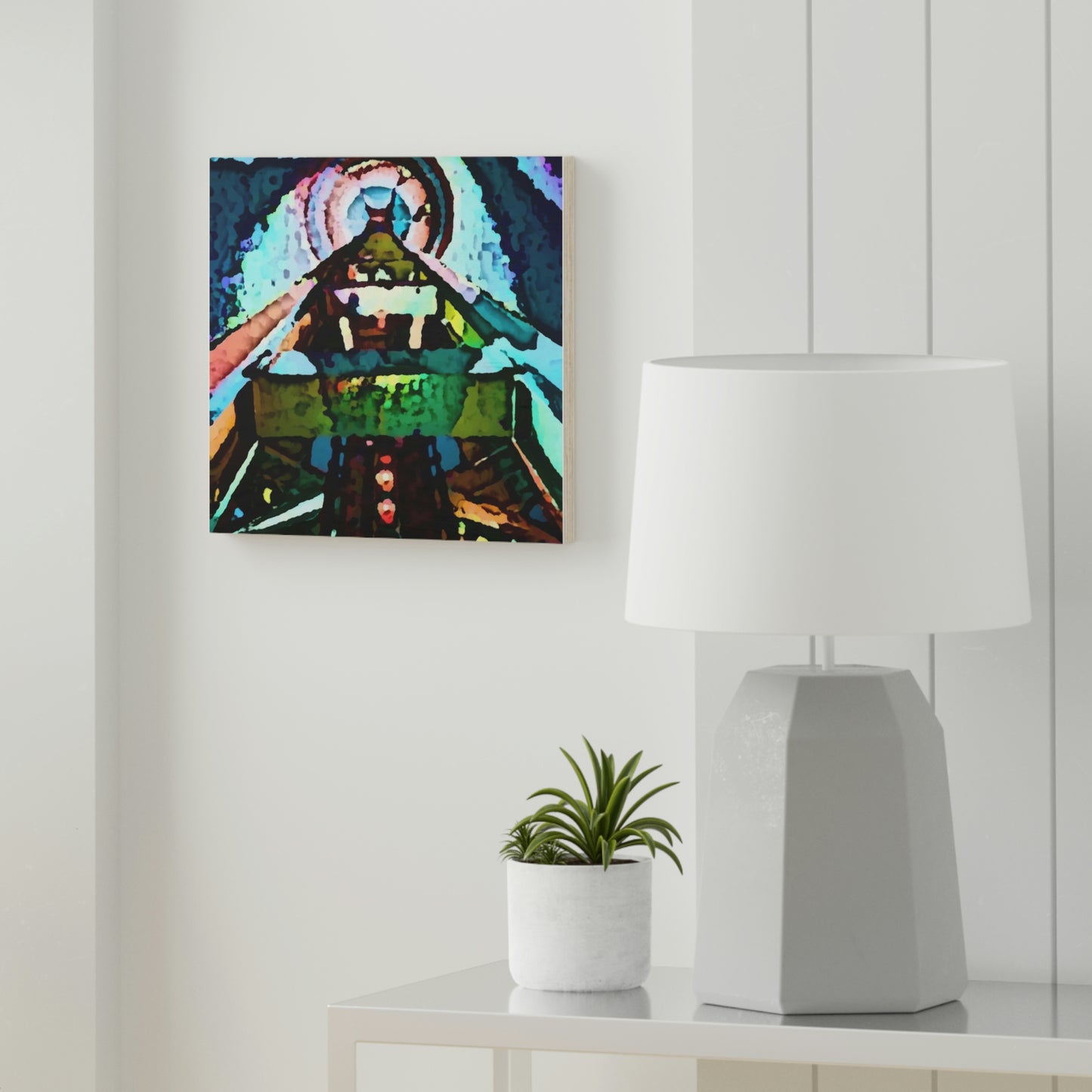 Wood Canvas ... 1962 ... "Seattle's World Fair" ... Below Space Needle 'Looking Up' ... On A Very Rainy Morning (Father's Family Photo). ... Original ...