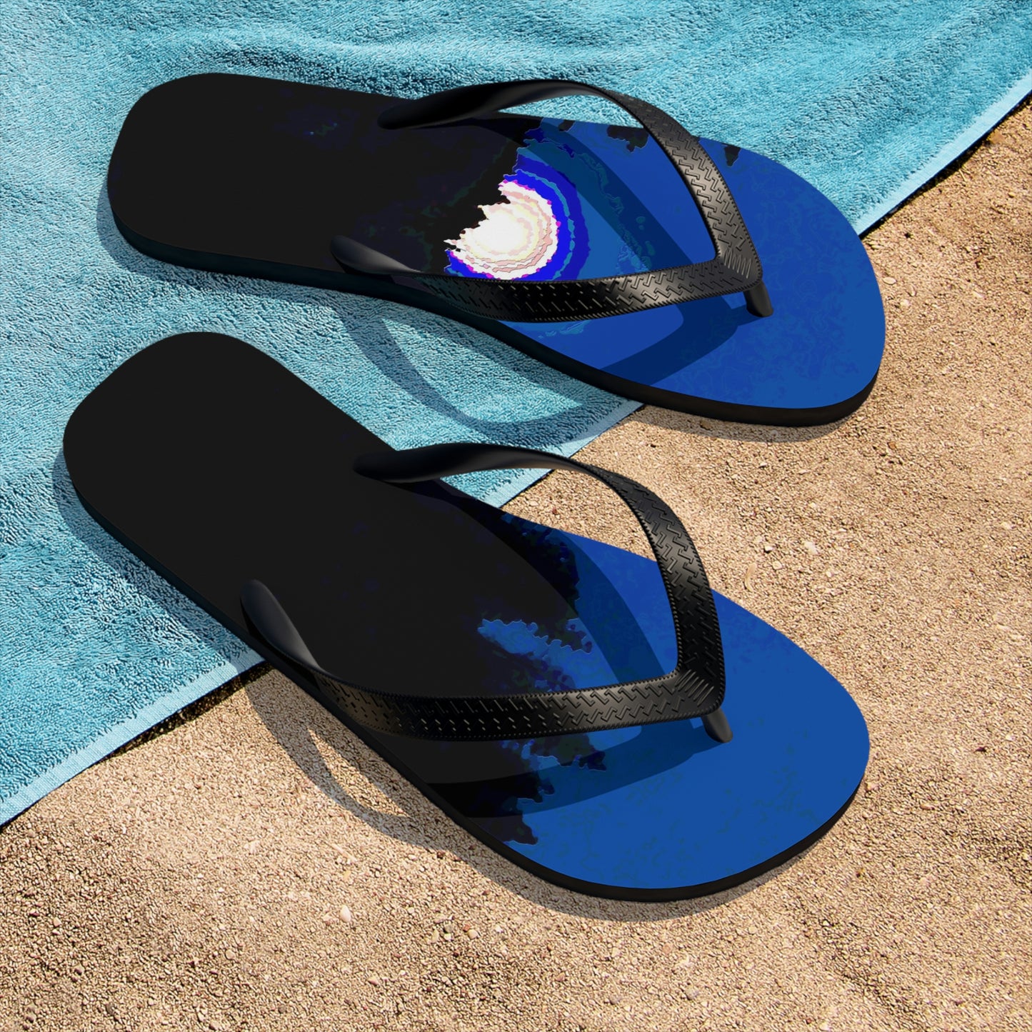 Unisex Flip-Flops ... "The Road Home" ...' Over The River & Through The Woods To? ...' ... Moonscape Near Elk City, Idaho ... Original Works ... 5Jan23 ...
