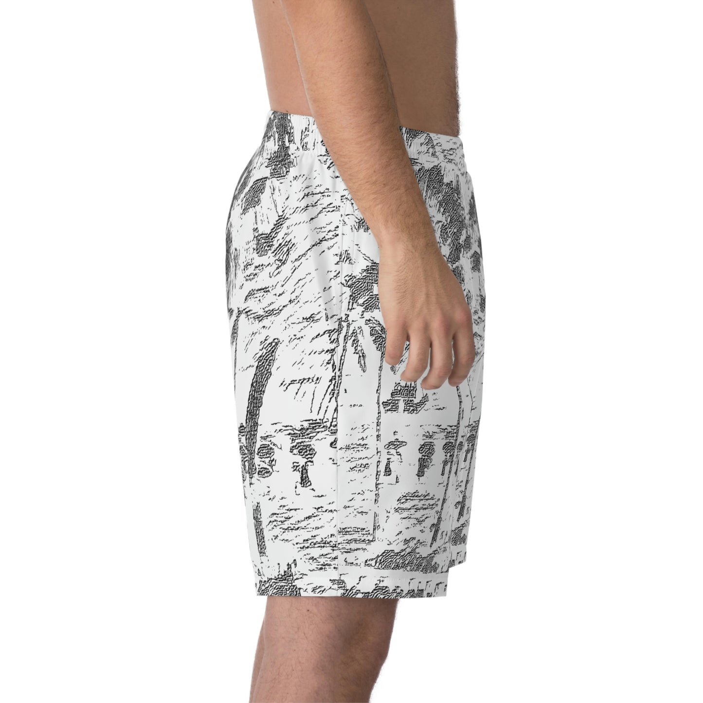 Men's Elastic Beach Shorts (AOP) ... "The Royal Hawai'ian: Waikiki Beach_Beach" ... Honolulu, HI ... October 2014 (Halloween) ... Original Works ...