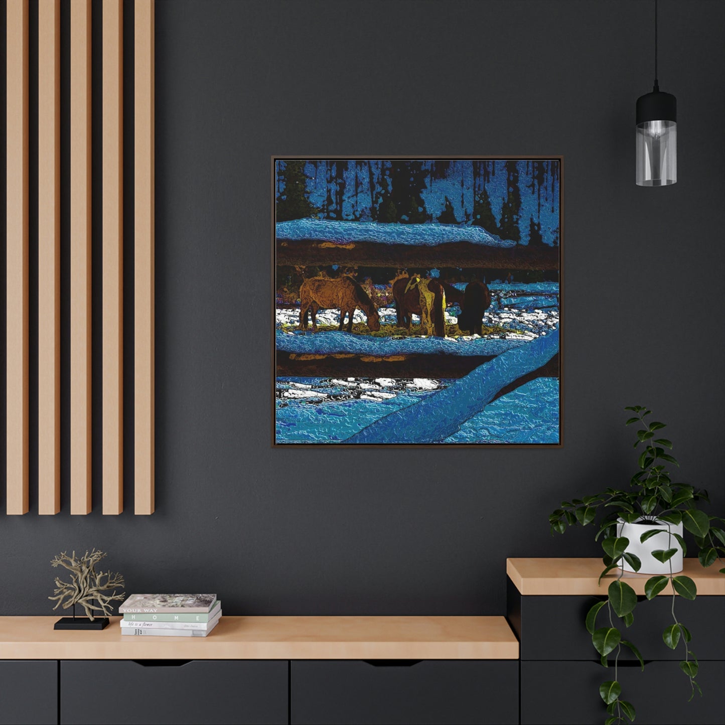 Gallery Canvas Wraps, Square Frame ... A Horse ... A Saddle ... Foraging Through The Snow ... An_Asses 'Cry' ... Central Idaho, November 2022 ... Original Works ...