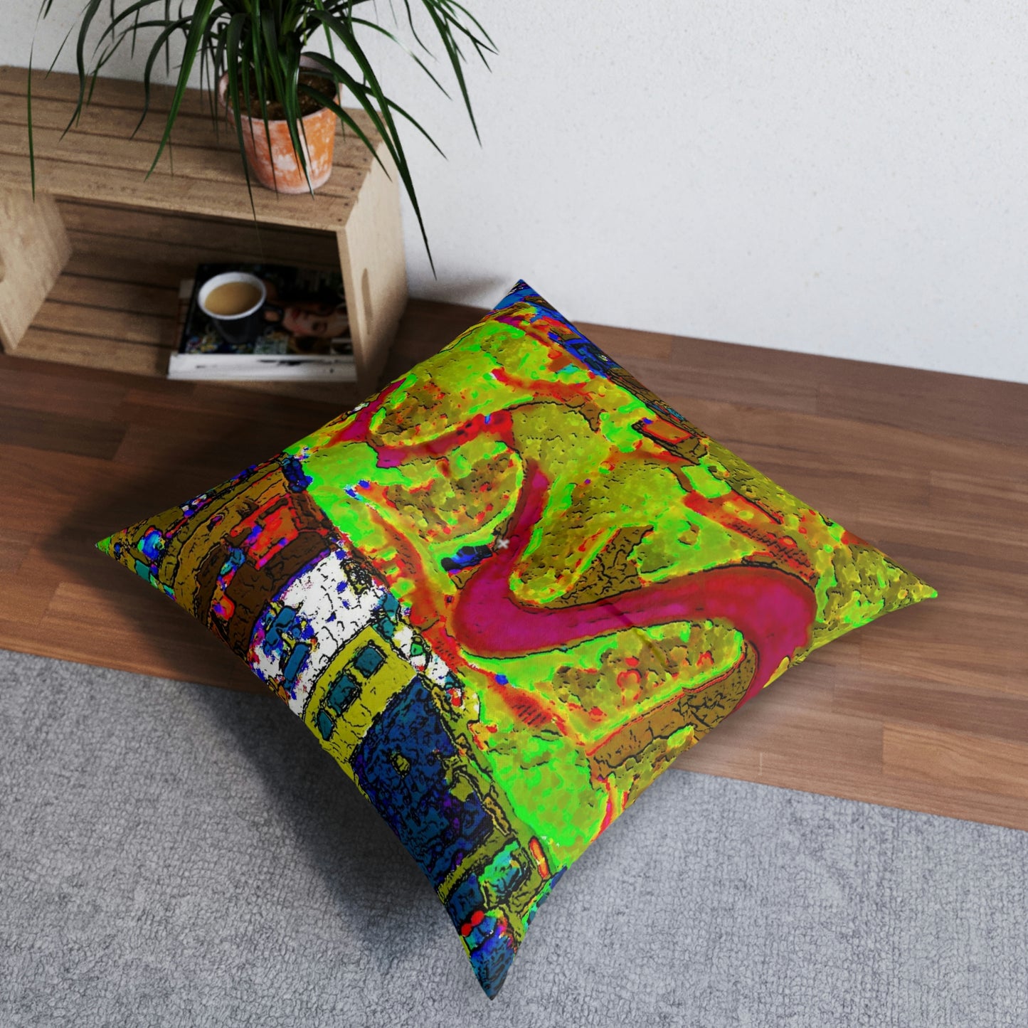 Tufted Floor Pillow, Square ... A Crazy Street ... 'Eight Winding Curve-Switchbacks' ... "Lombard Street, San Francisco, CA' ... Family Archives: 1970's ... Original Works ...
