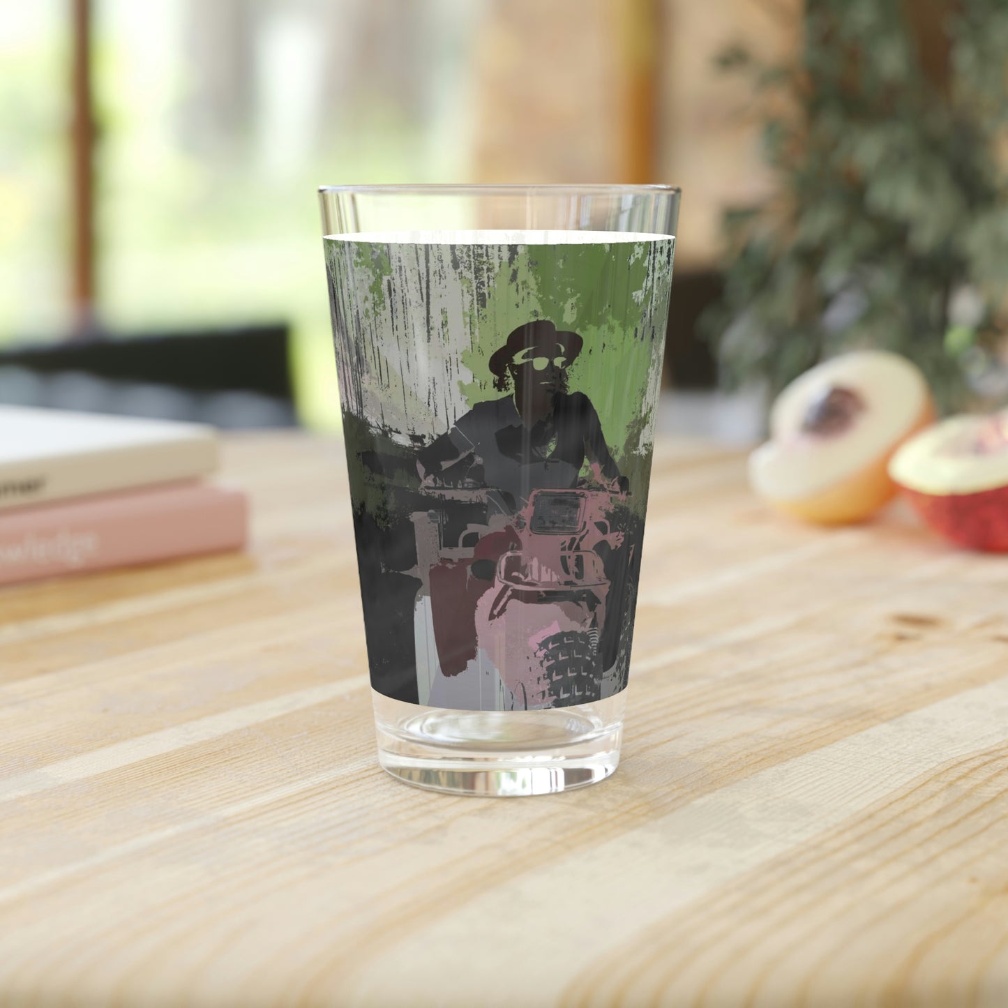 Pint Glass, 16oz ... 3-Wheeln' N' Groovin The Mountain Roads ... Central Idaho ... Original Works ...