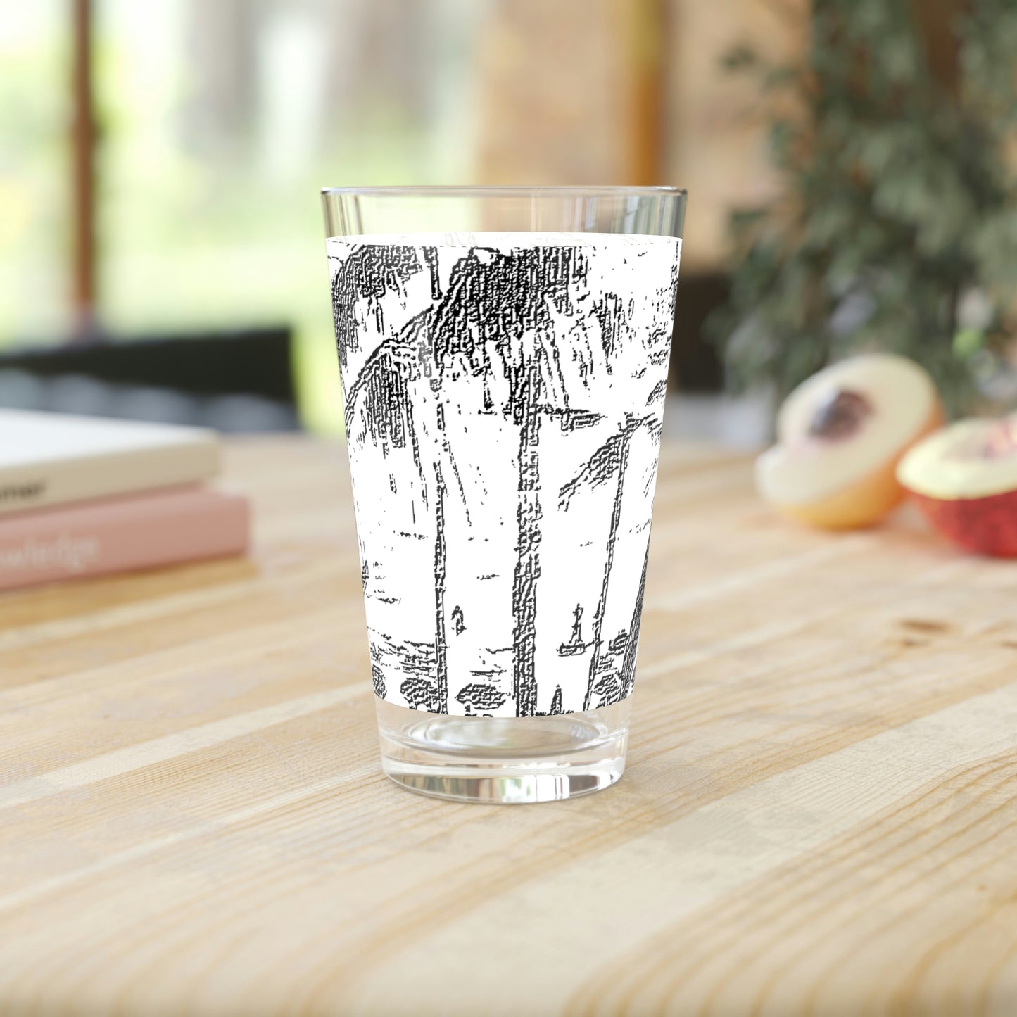 Pint Glass, 16oz ... "The Royal Hawai'ian: Waikiki Beach_Beach" ... Honolulu, HI ... Ocotber 2014 (Halloween) ... Original Works ...