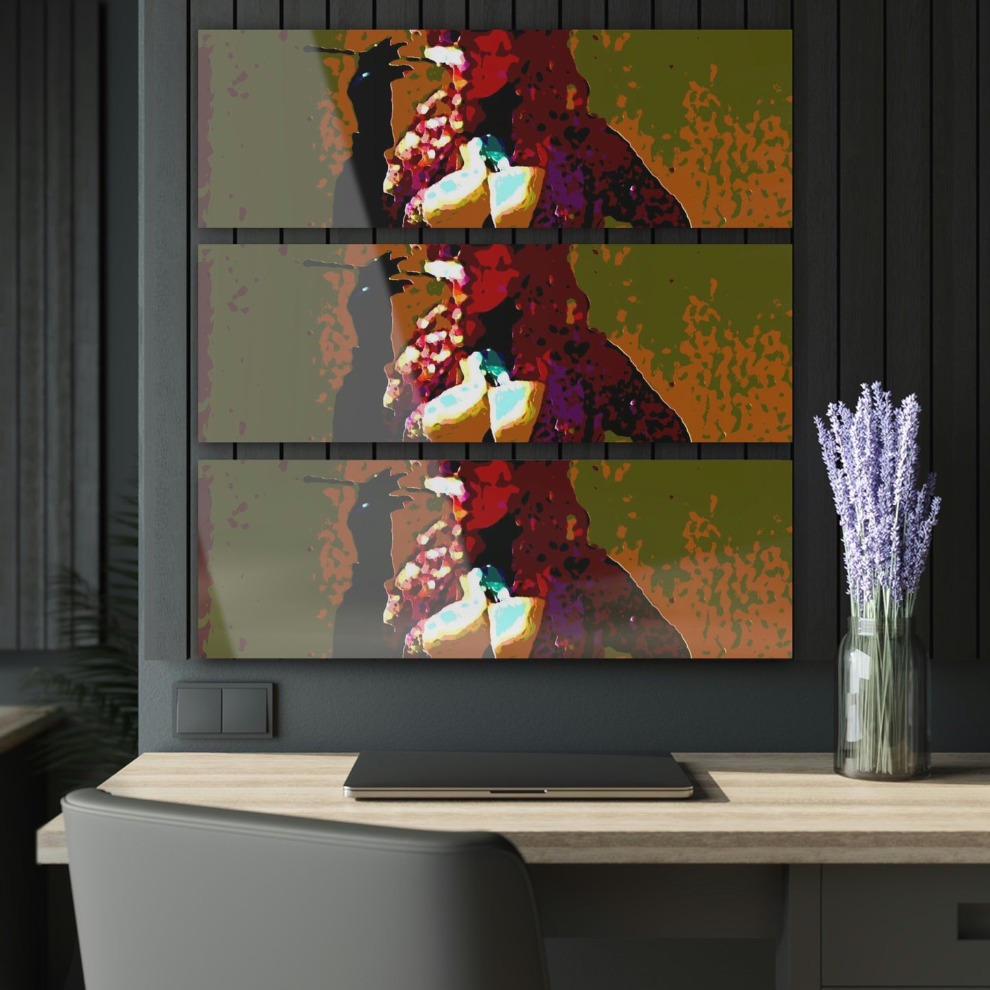 Acrylic Prints (Triptych) ... A Colleague Overseas ... 'Enjoying A Fag' ... Original Works ... "April Fools 2023" ... Hot-Tranny-Smoke ...