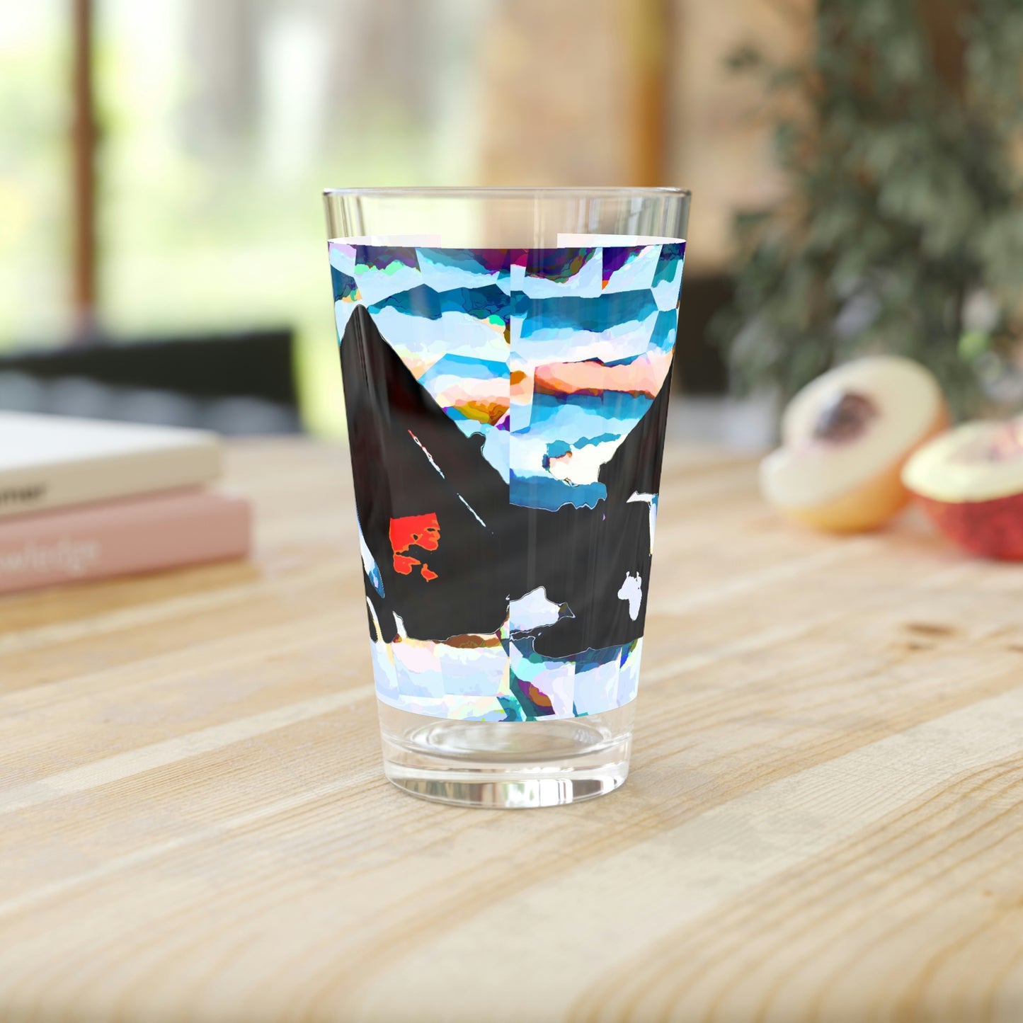 Pint Glass, 16oz ... After An Intense Snow Storm ... 'Digging Out' ... A Vehicle & Cabin "In The Mountains" ... March 2023 ... Original Works ...