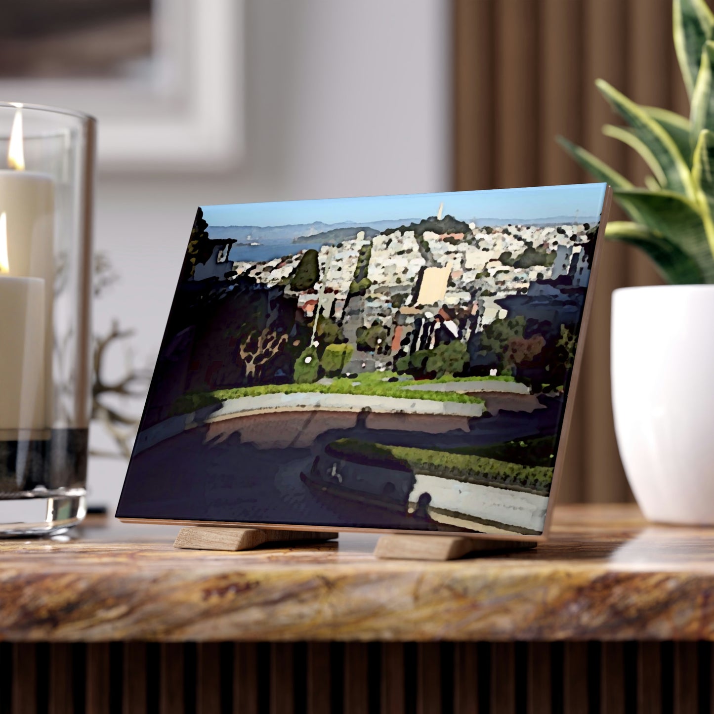 Ceramic Photo Tile ... "Lombard Street San Francisco, CA, USA" ... Family Archives 1970's ... Original Works ...