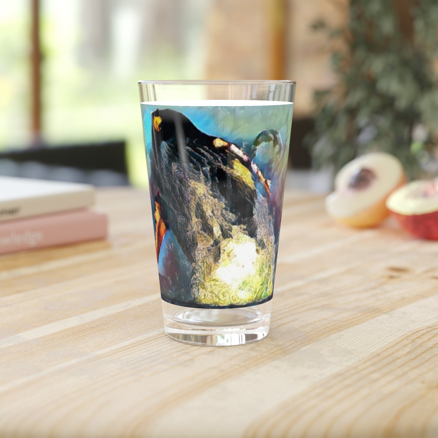 Pint Glass, 16oz ... An Extraordinary Humpback Breach ... 'With Explosive Energy' ... Family Archives (KPH) ... Circa: 21st Century. Maui, HI ... Original Works ...
